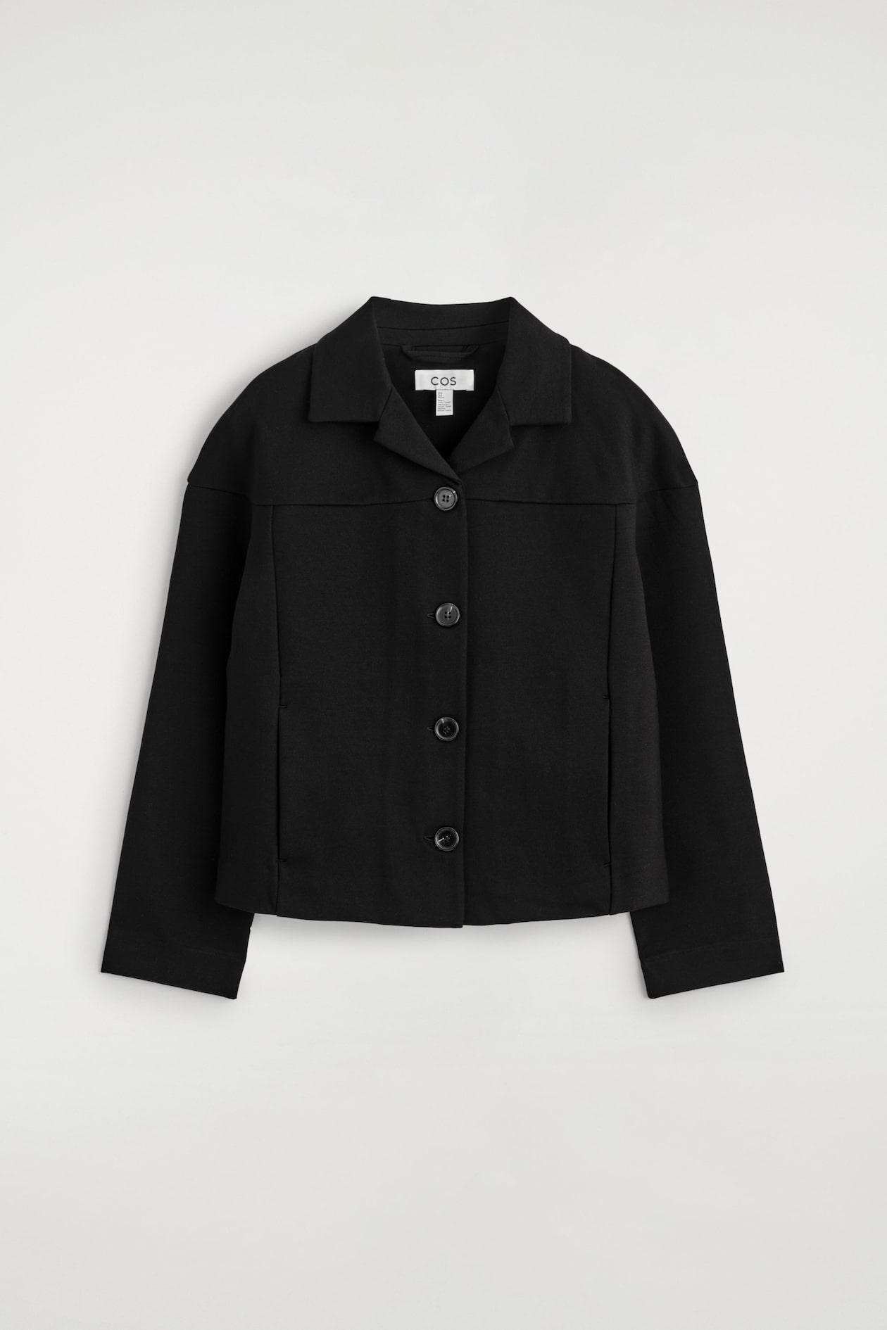 BOXY JERSEY JACKET — BLACK