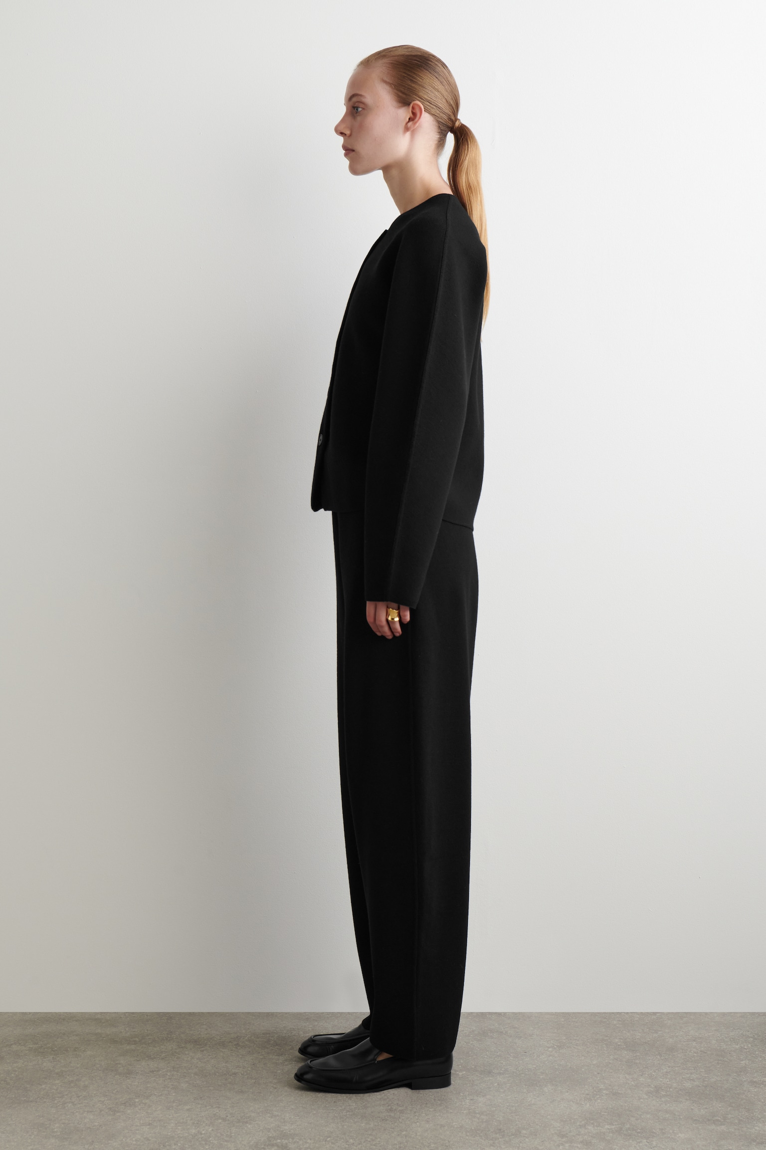 PANTALON BARREL EN MAILLE DE LAINE - NOIR - 5