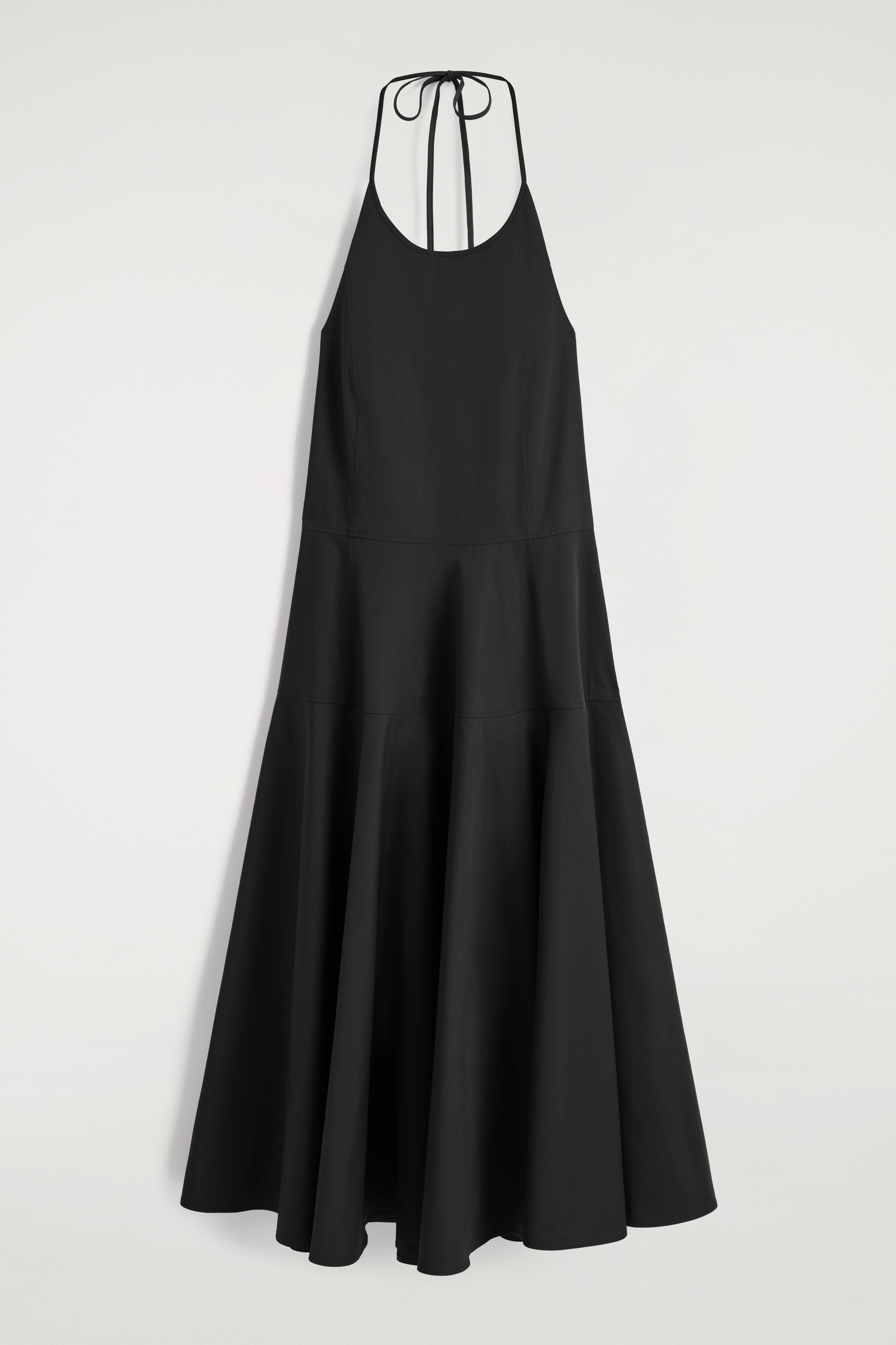 VESTIDO DE CUELLO HALTER DE ALGODÓN PIMA - NEGRO/ROJO