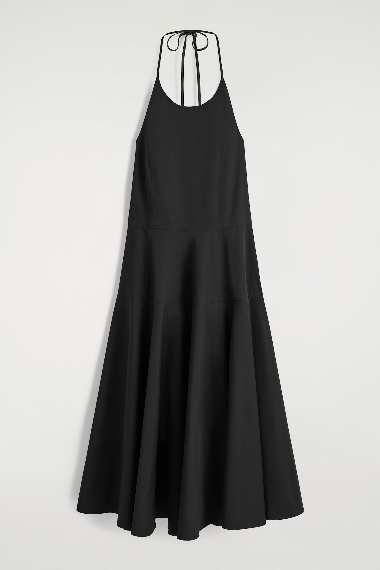 PIMA COTTON HALTERNECK DRESS — BLACK