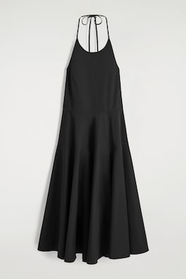 PIMA COTTON HALTERNECK DRESS — BLACK 2