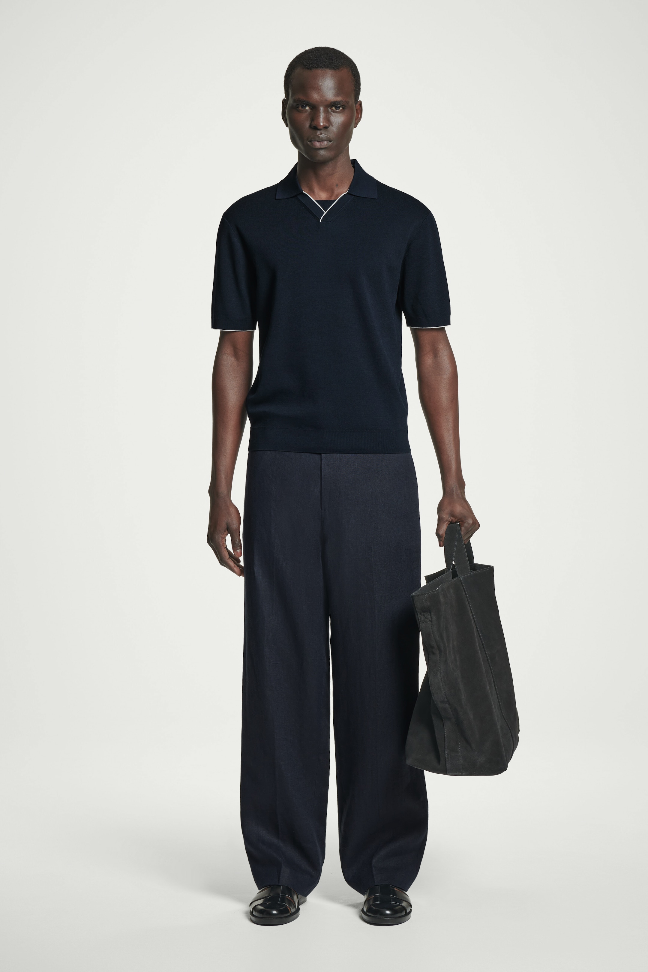 Grotere afbeelding bekijken: Gebreide poloshirt met contrasterende rand - MARINEBLAUW - HEREN | H&M BE 2