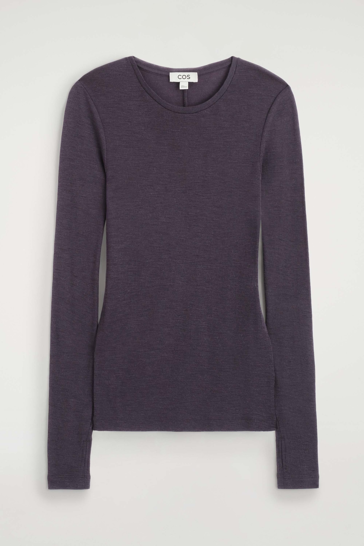 SLIM MERINO WOOL TOP — DARK PURPLE