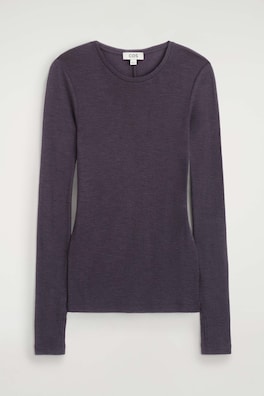 SLIM MERINO WOOL TOP — DARK PURPLE 8