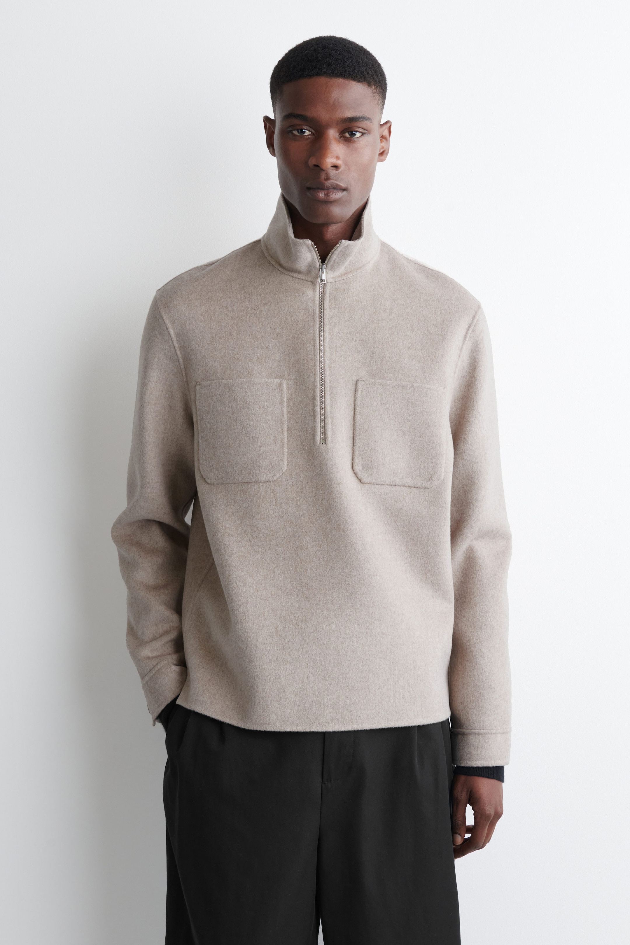 DOUBLE-FACED WOOL ZIP-UP OVERSHIRT