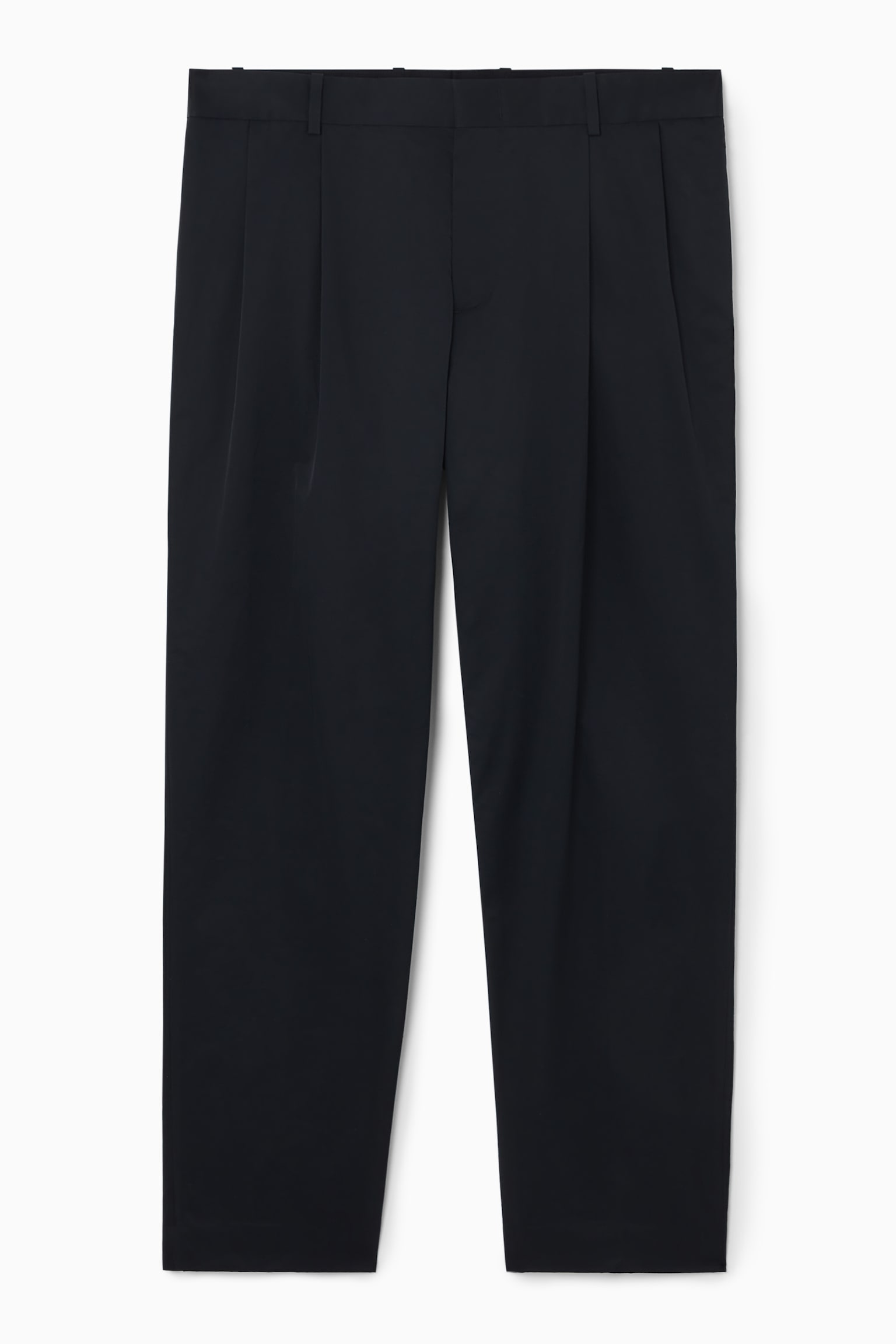 SCHMAL ZULAUFENDE BAUMWOLLHOSE MIT FALTEN - NAVYBLAU