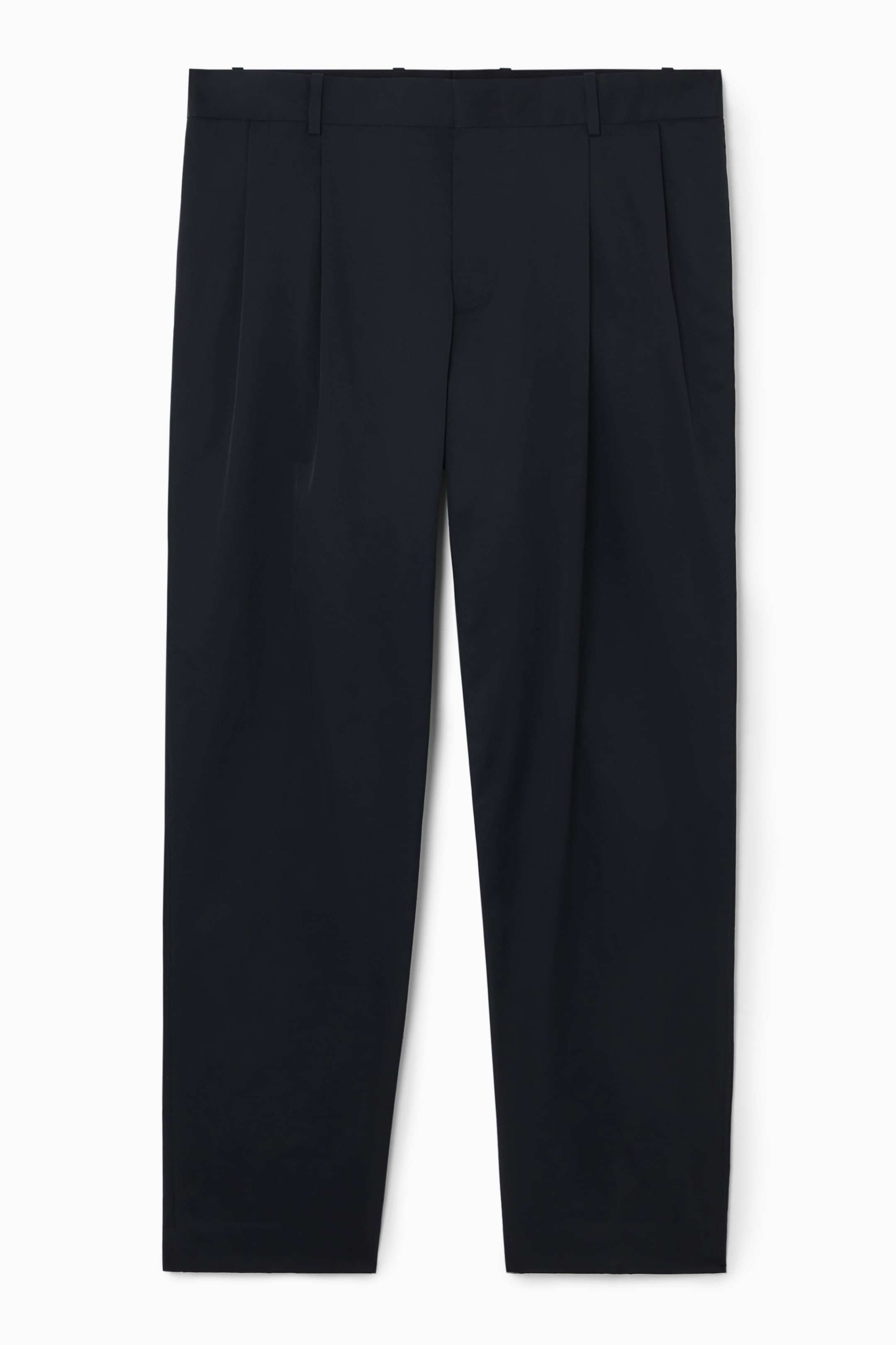 Ingrandisci l'immagine: PLEATED COTTON TAPERED TROUSERS - NAVY - UOMO | H&M CH 1