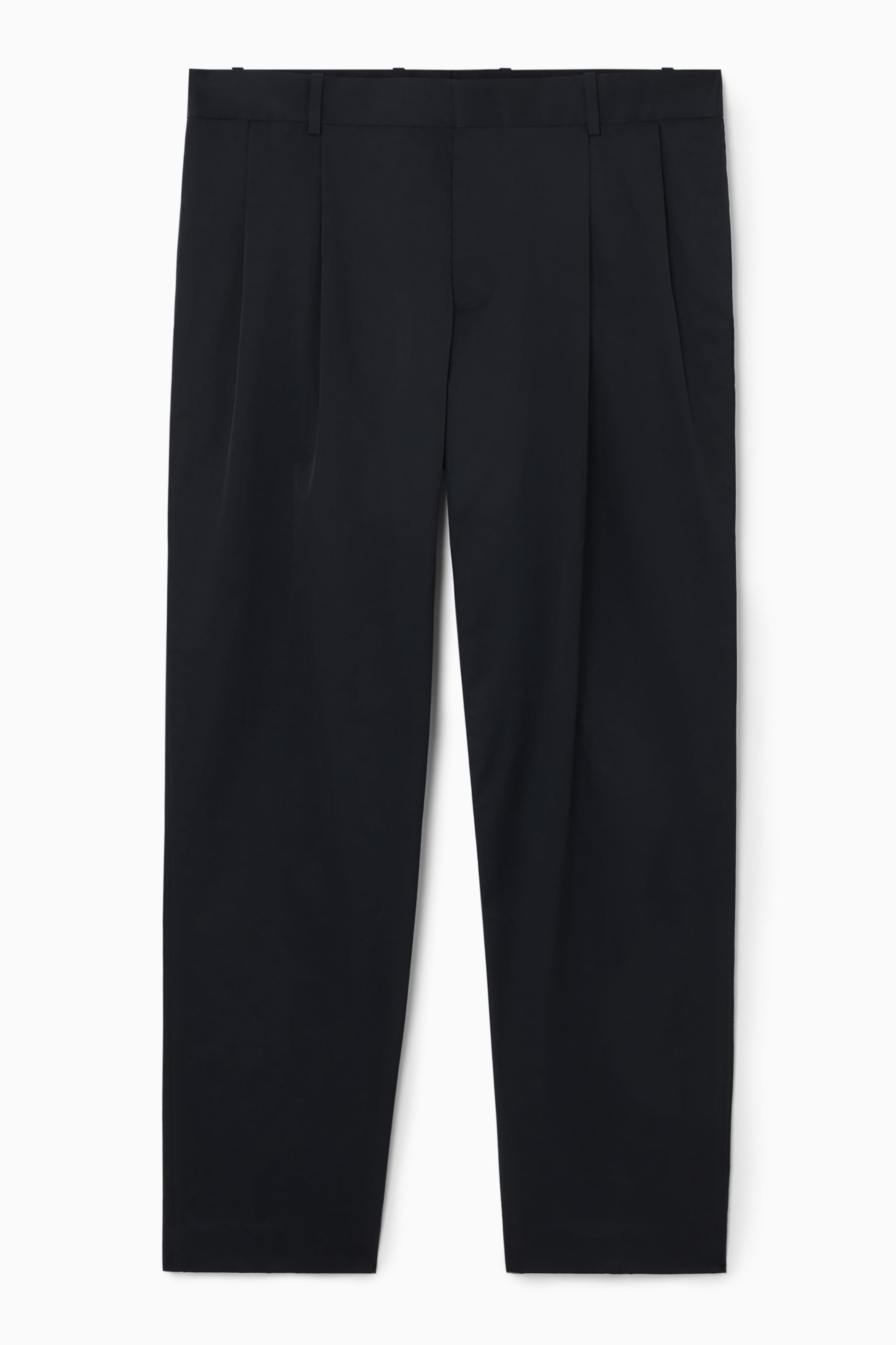 PLEATED COTTON TAPERED PANTS