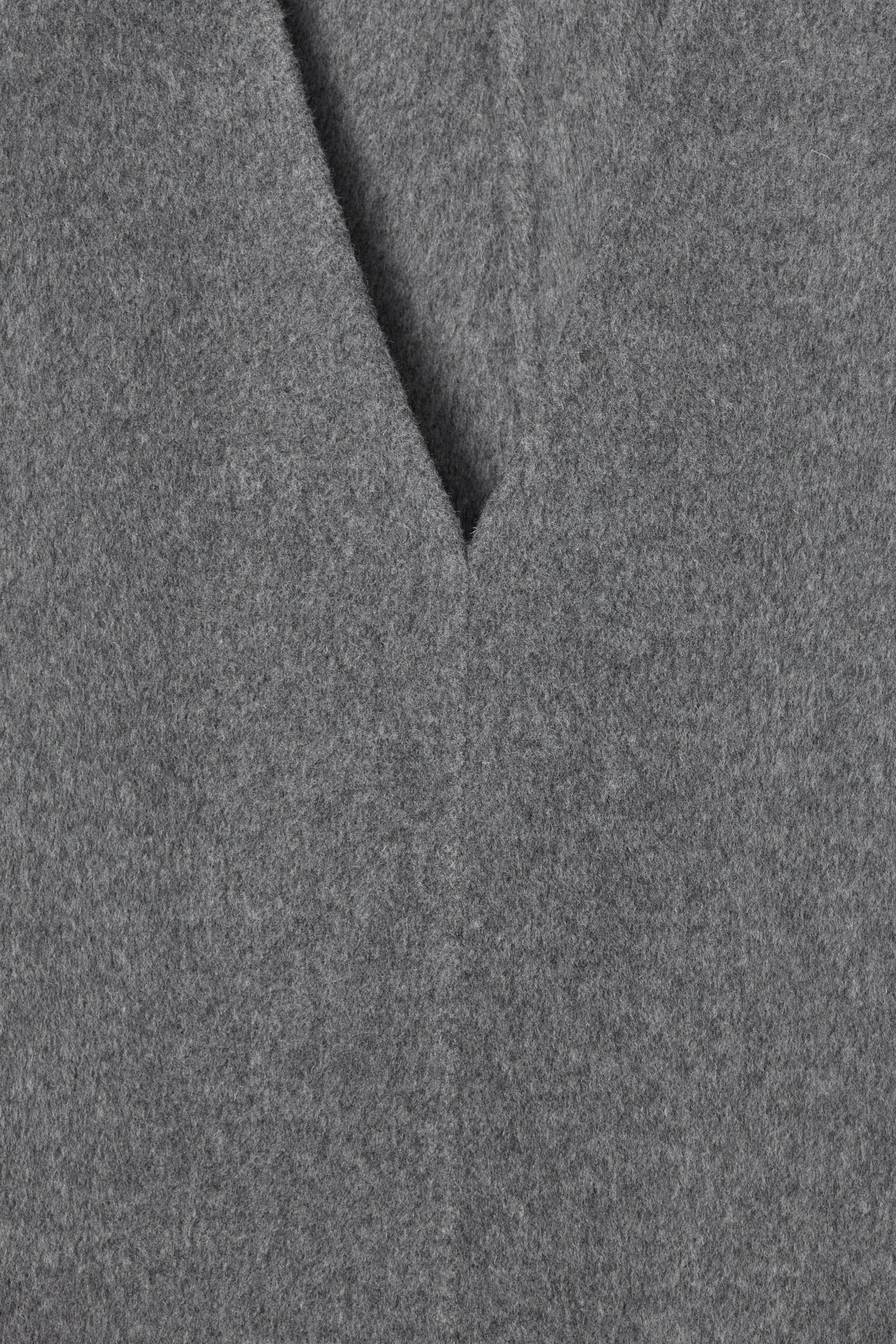 ROBE À COL EN V EN LAINE DOUBLE FACE - GRIS - 2