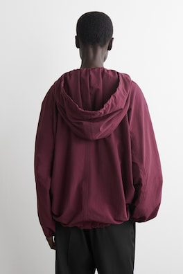 TECHNICAL HOODED PARKA JACKET — DARK RED 4