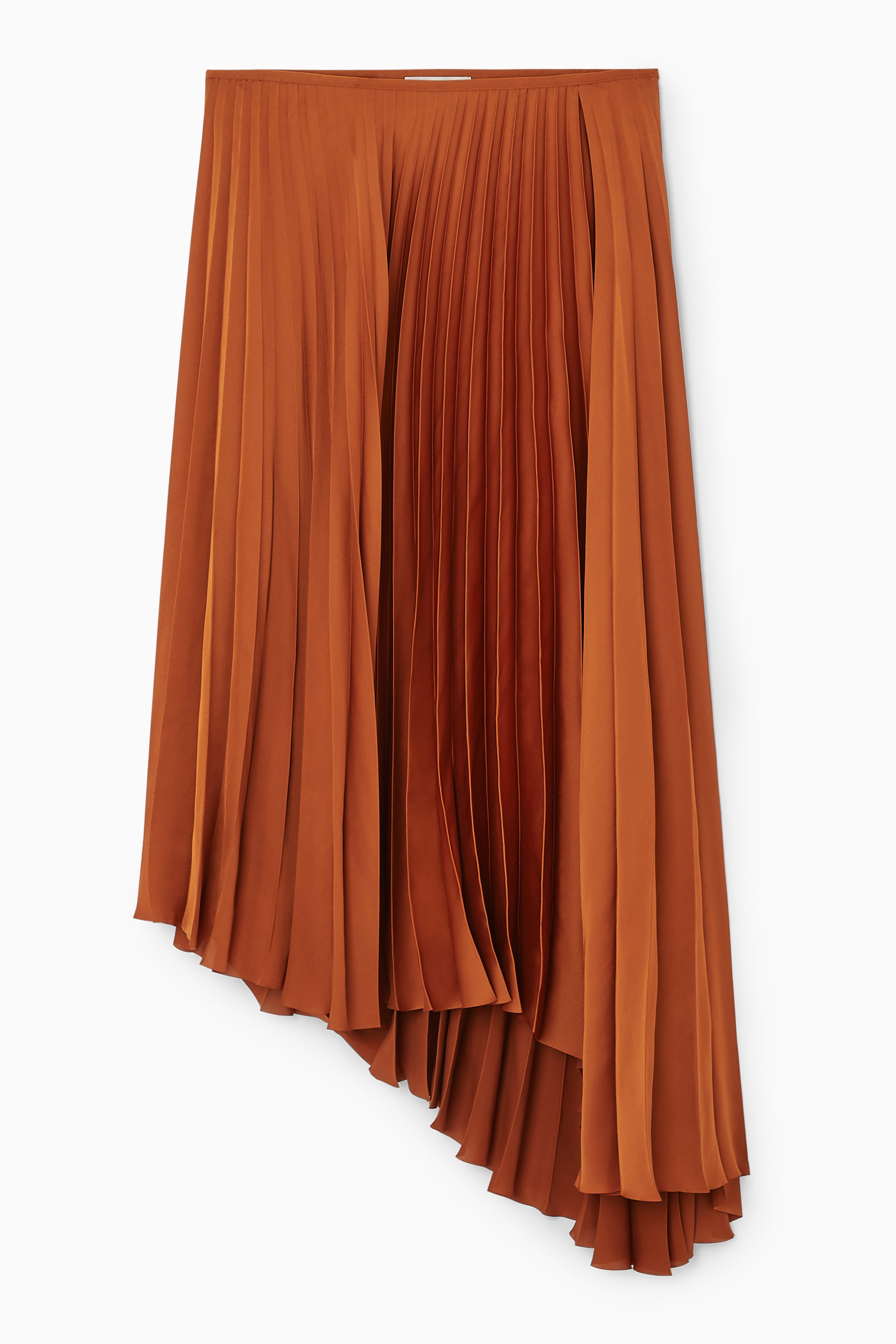 ASYMMETRIC PLEATED MIDI SKIRT - ORANGE | COS