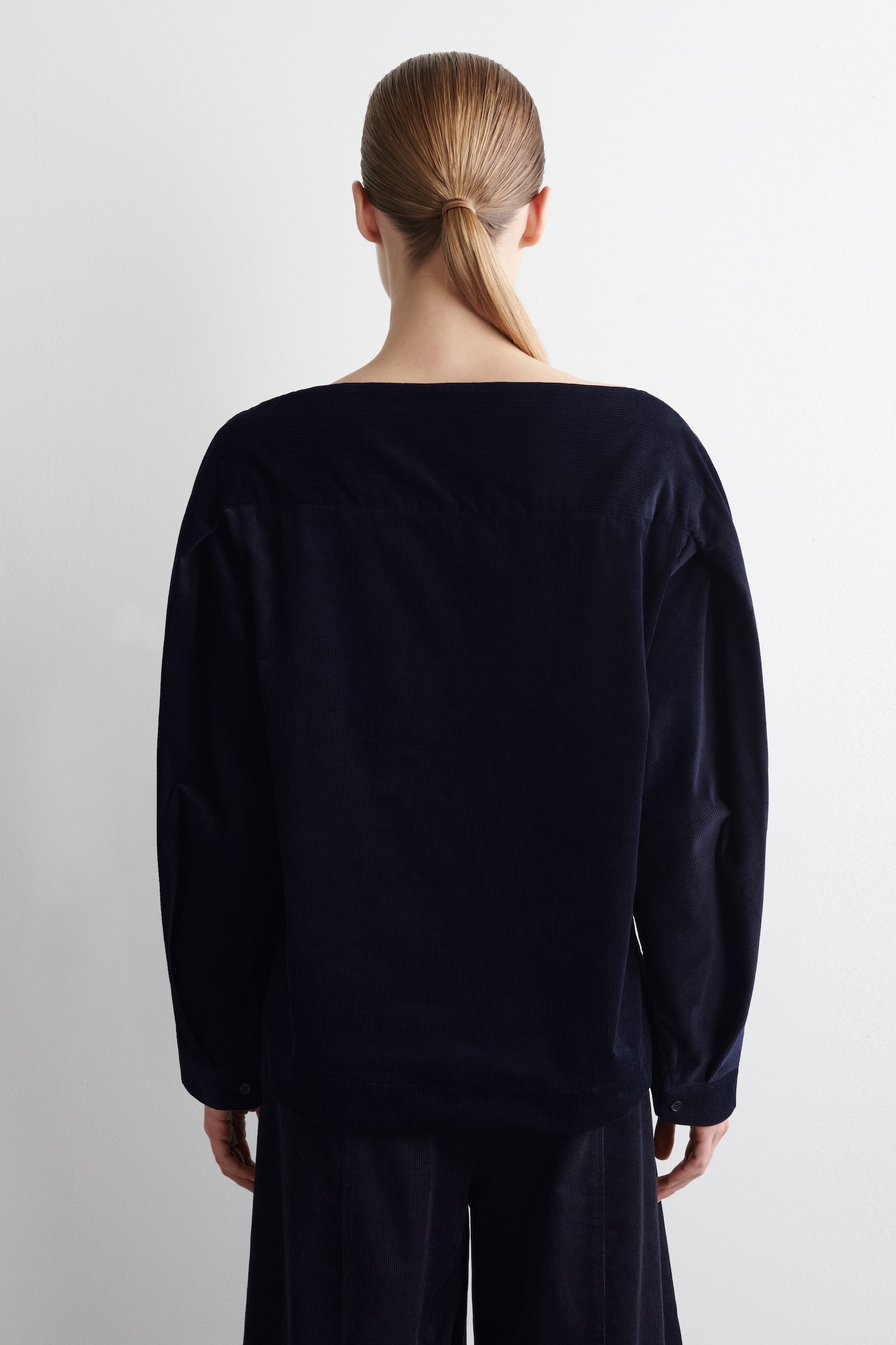 STRAIGHT-NECK CORDUROY TOP - BLU NAVY - 6
