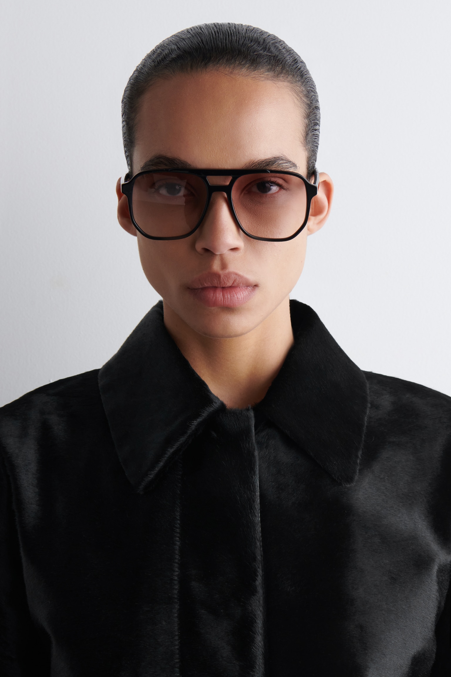 OVERSIZED SQUARE-FRAME AVIATOR SUNGLASSES - BLACK/TORTOISESHELL / BLUE