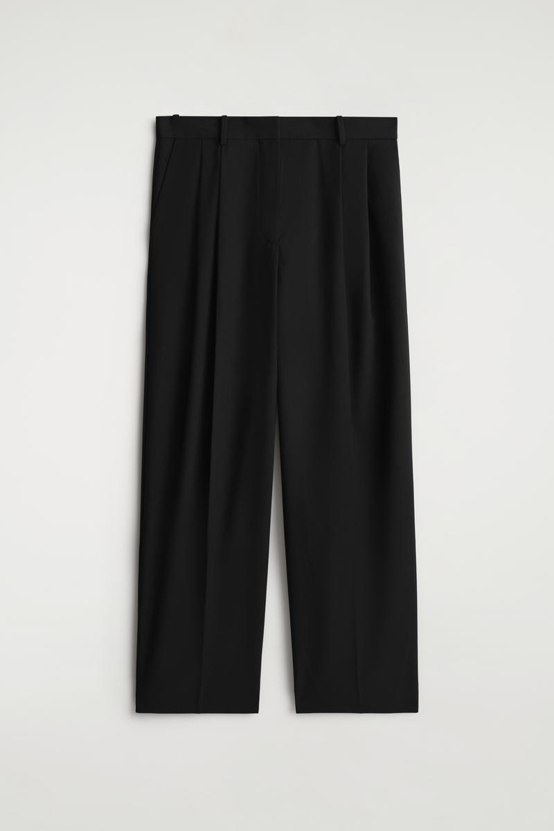 Relaxed Twill Wide-Leg Pants