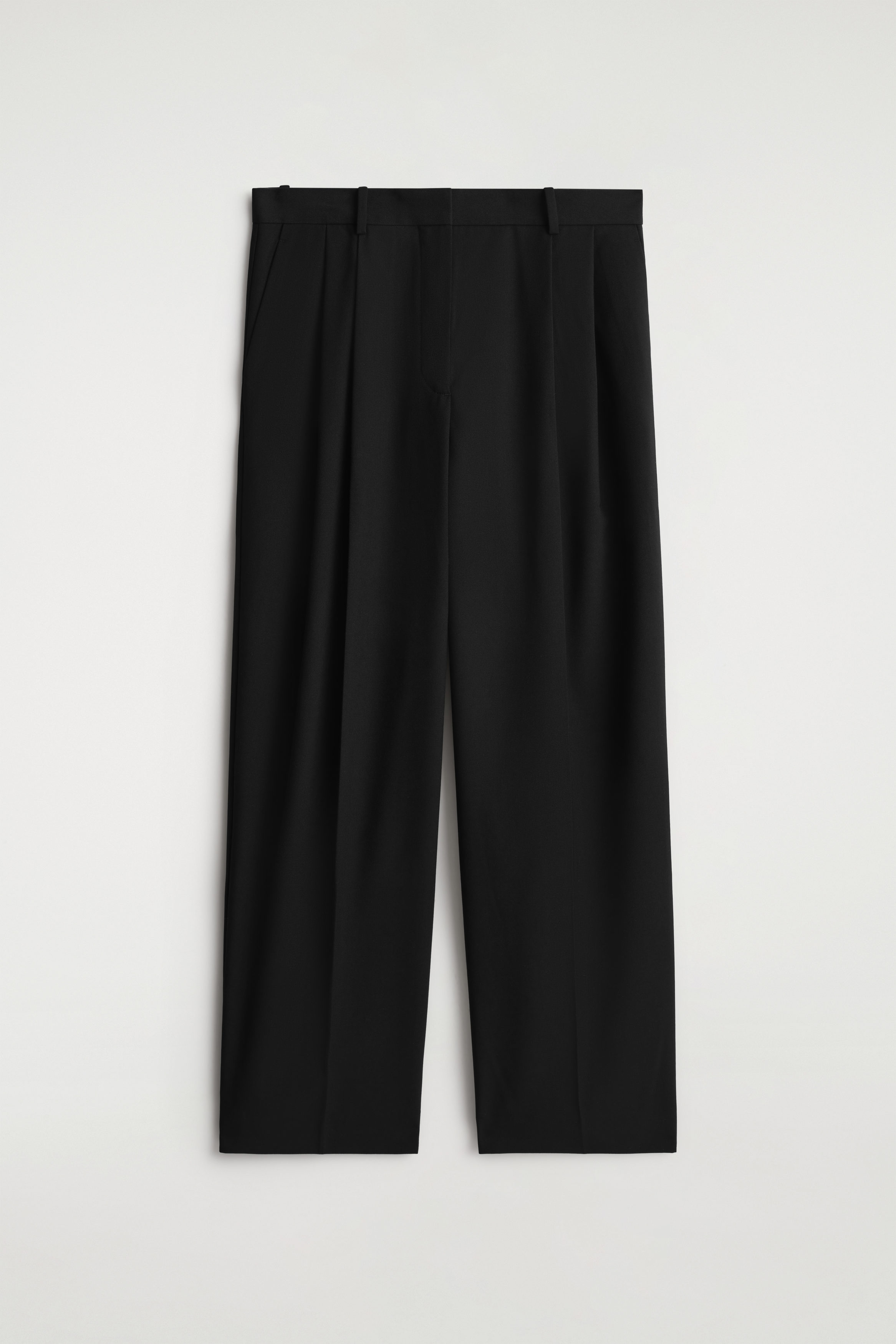 RELAXED TWILL WIDE-LEG PANTS - BLACK | COS US