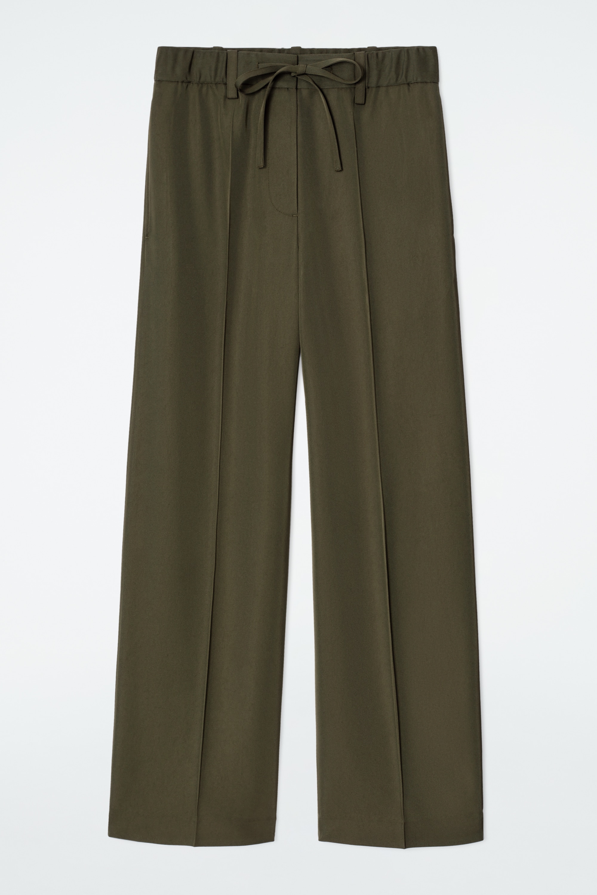 HOSE MIT GERADEM BEIN UND KORDELZUGBUND - DUNKLES KHAKI/NAVYBLAU