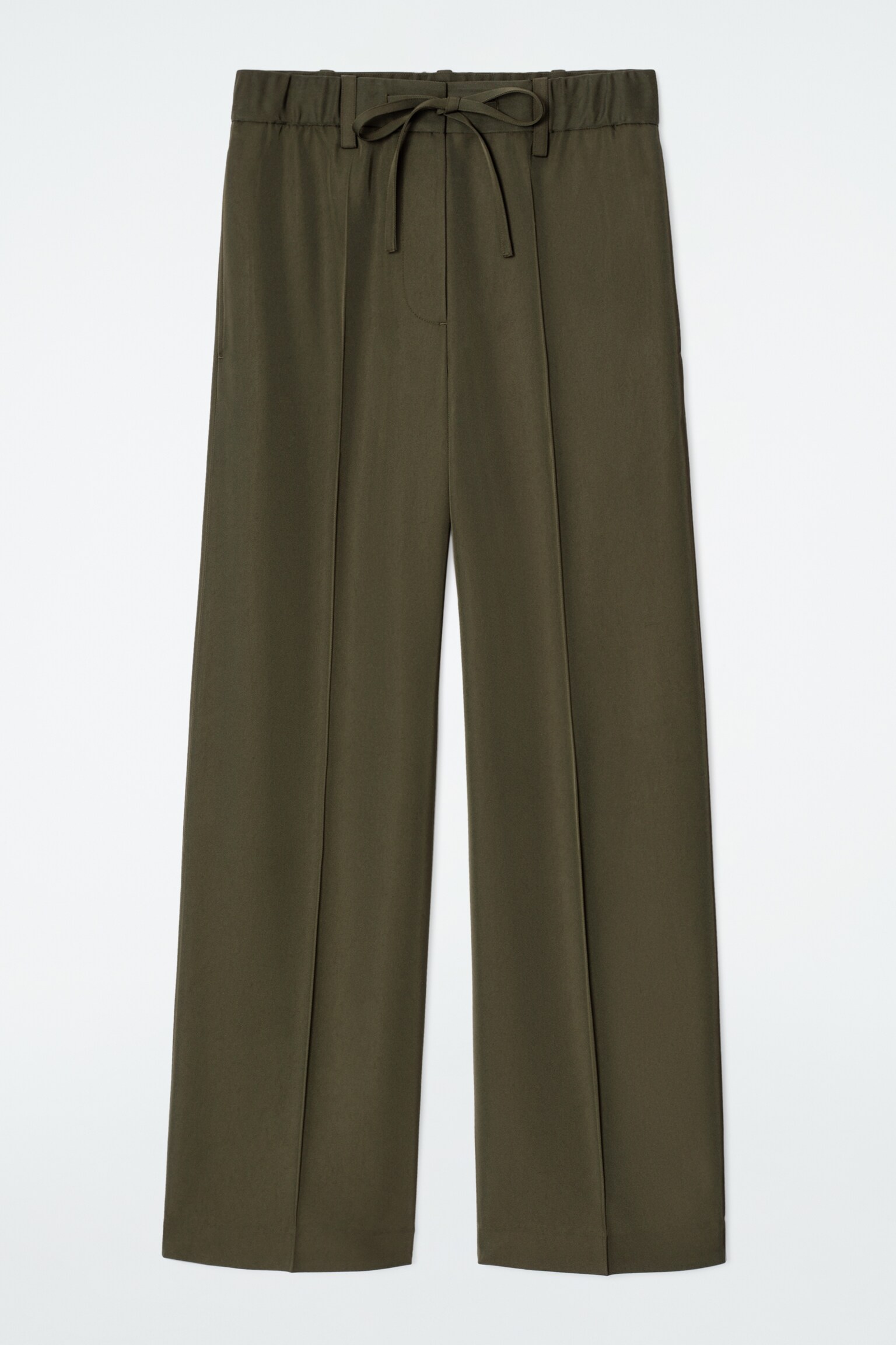 PANTALÓN RECTO CON AJUSTE DE CORDÓN - CAQUI OSCURO/AZUL MARINO - 2