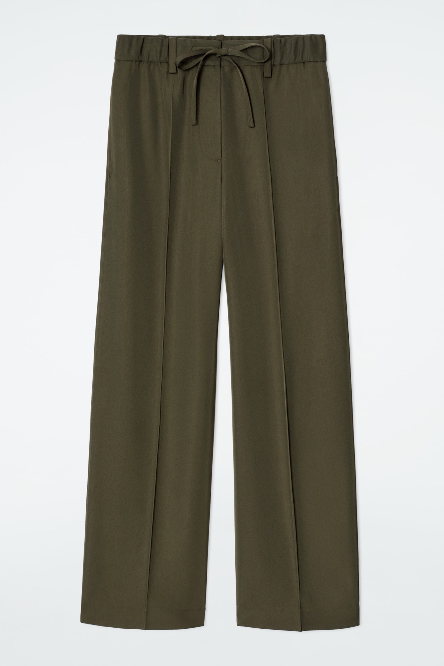 PANTALÓN RECTO CON AJUSTE DE CORDÓN - CAQUI OSCURO/AZUL MARINO - 2