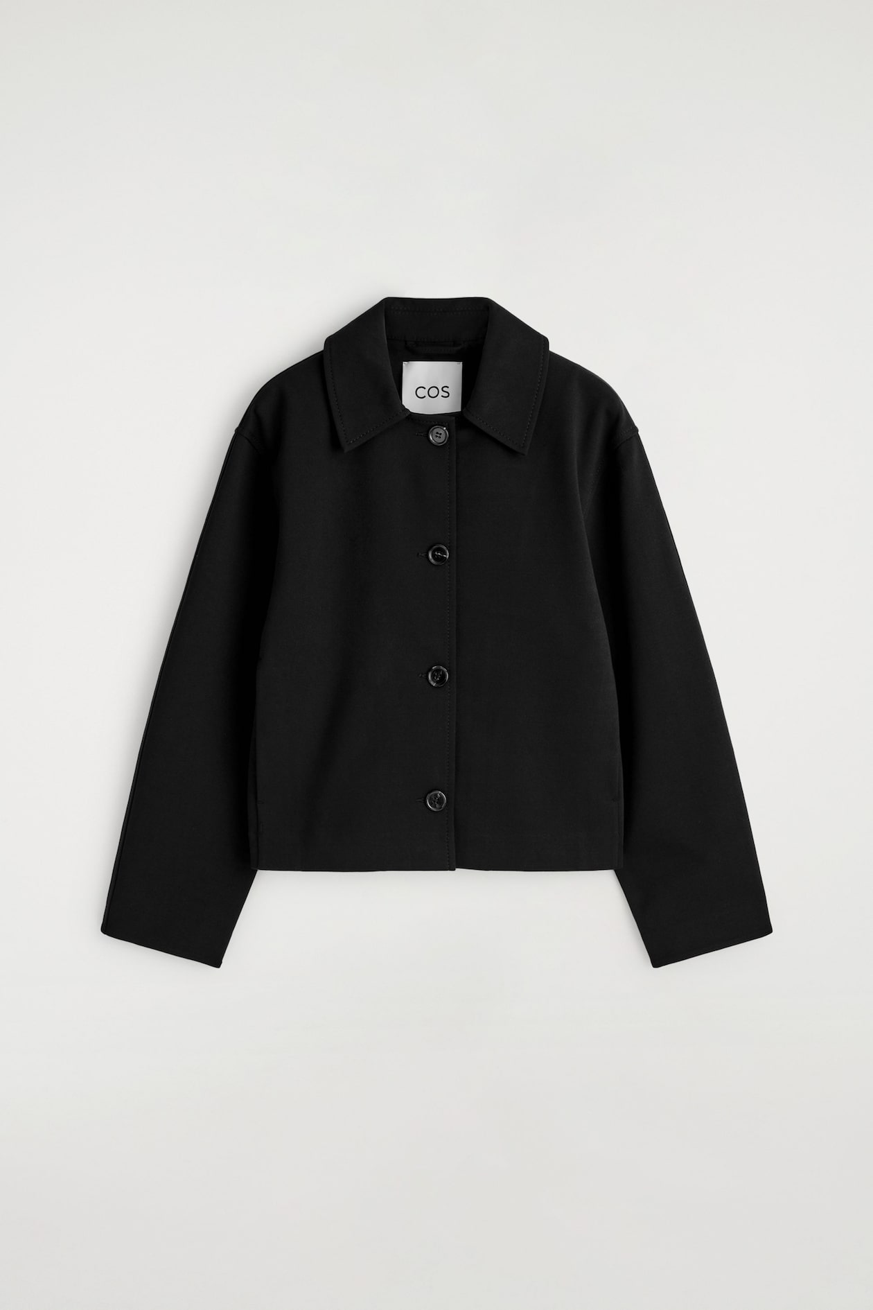 ROUNDED JERSEY JACKET — BLACK