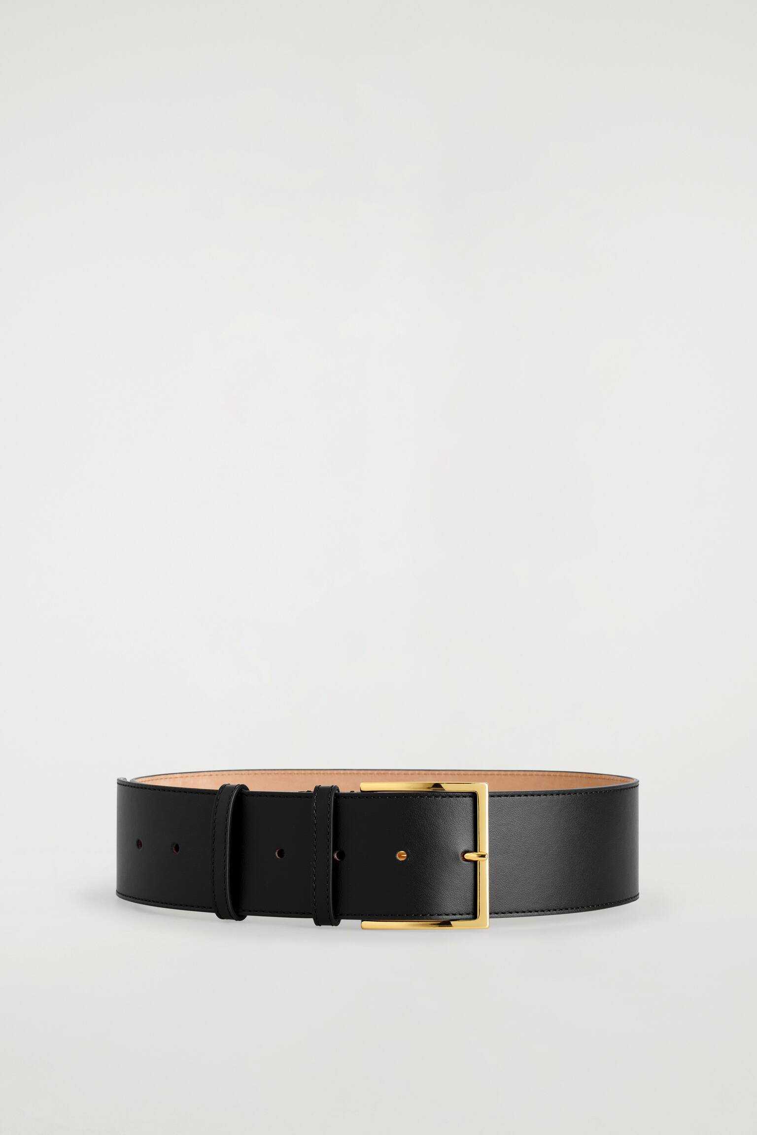 CEINTURE LARGE EN CUIR TAILLE BASSE - NOIR - 2