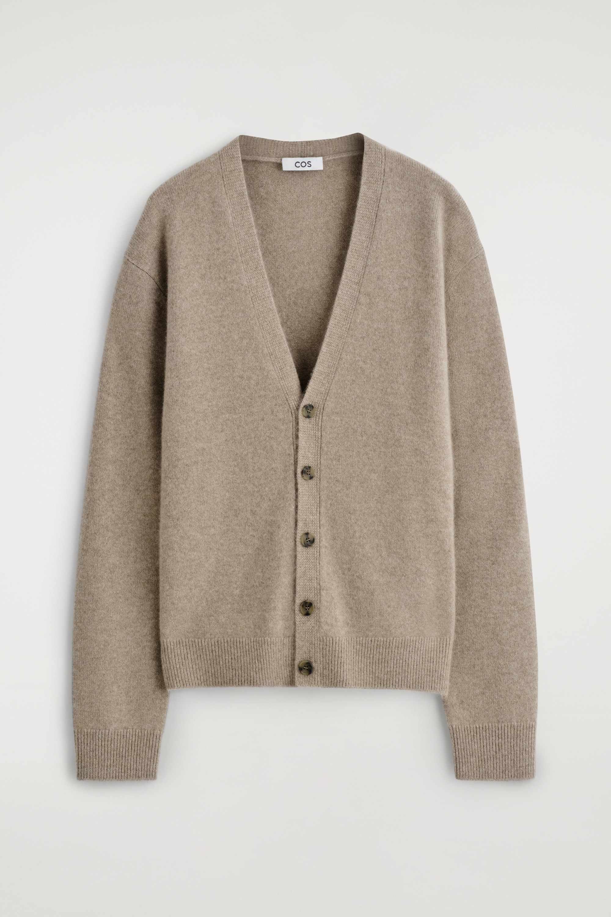 CARDIGAN DE CASHMERE COM DECOTE EM V - LUZ NATURAL/AZUL-MARINHO