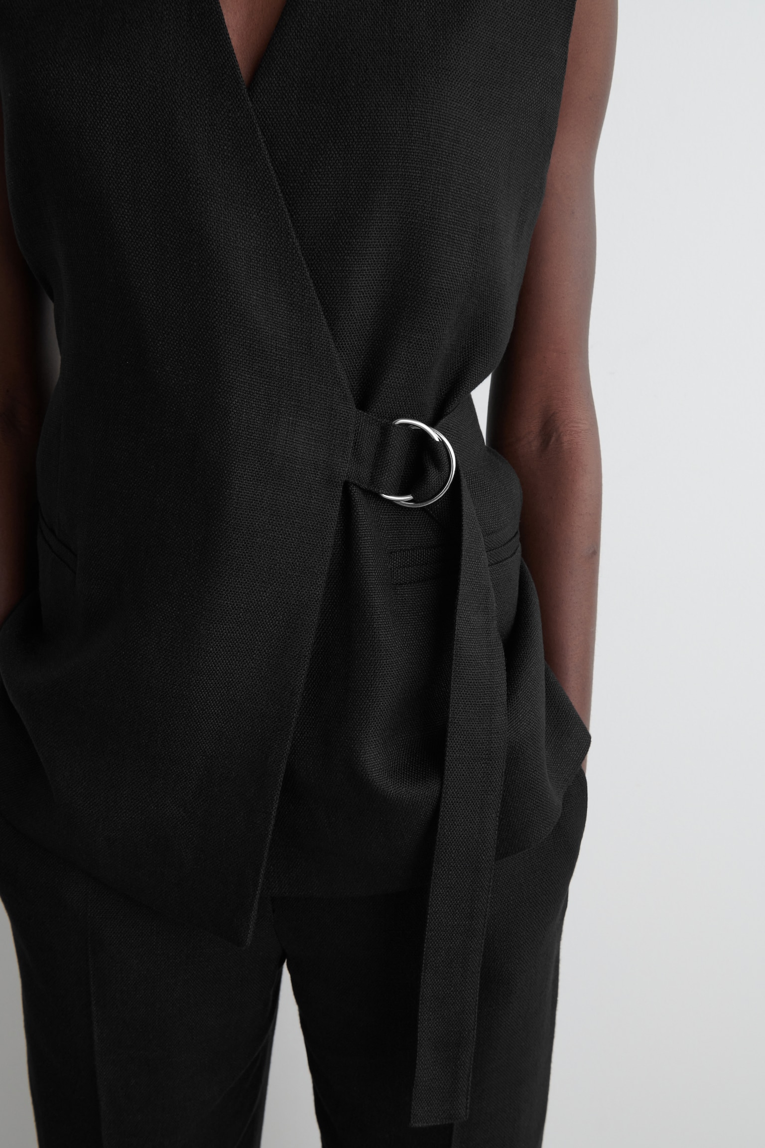 GILET PORTEFEUILLE CEINTURÉ - NOIR - 6