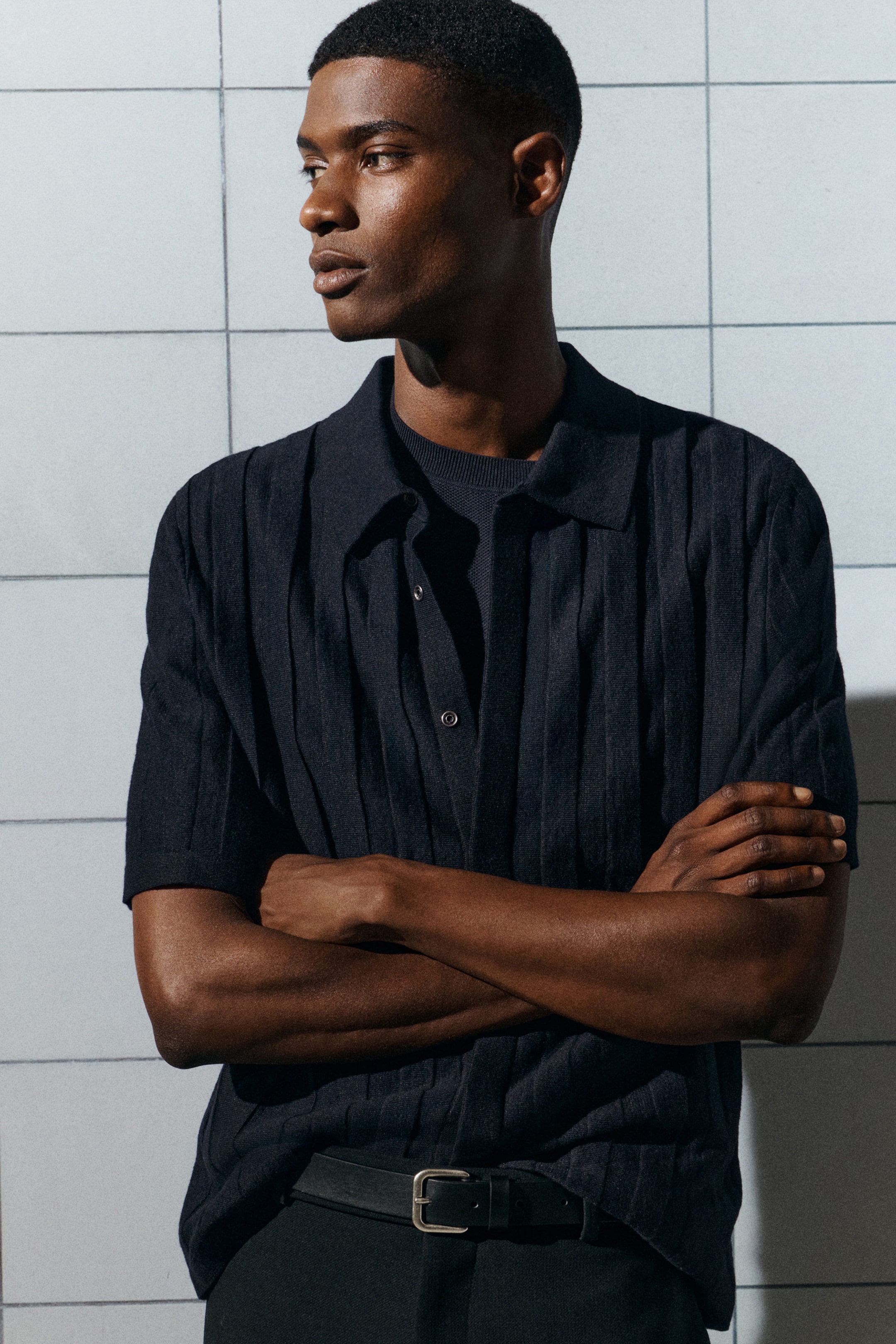 STRIPED KNITTED LINEN SHIRT