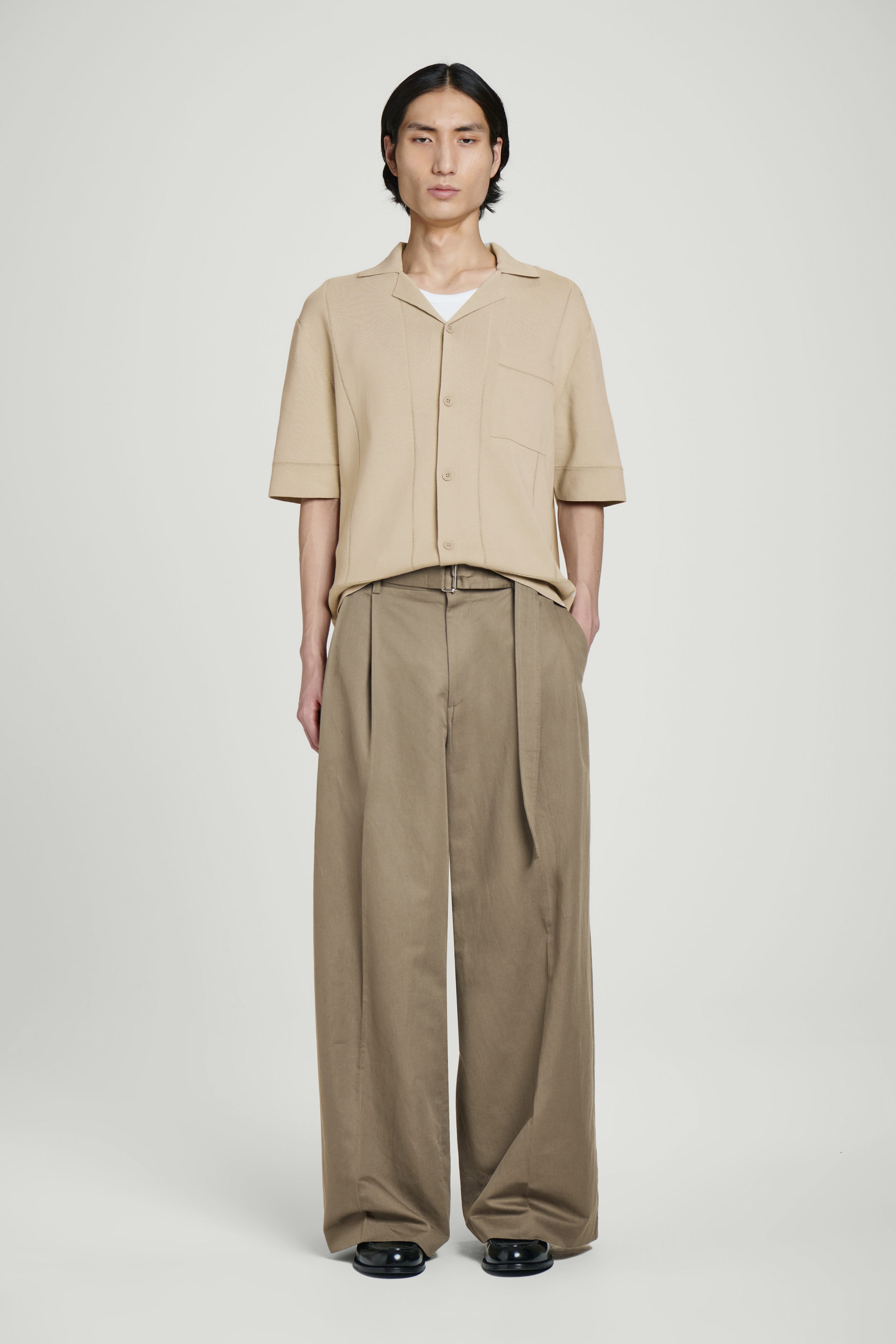 BELTED EXTRA WIDE-LEG TROUSERS - DARK MOLE | COS