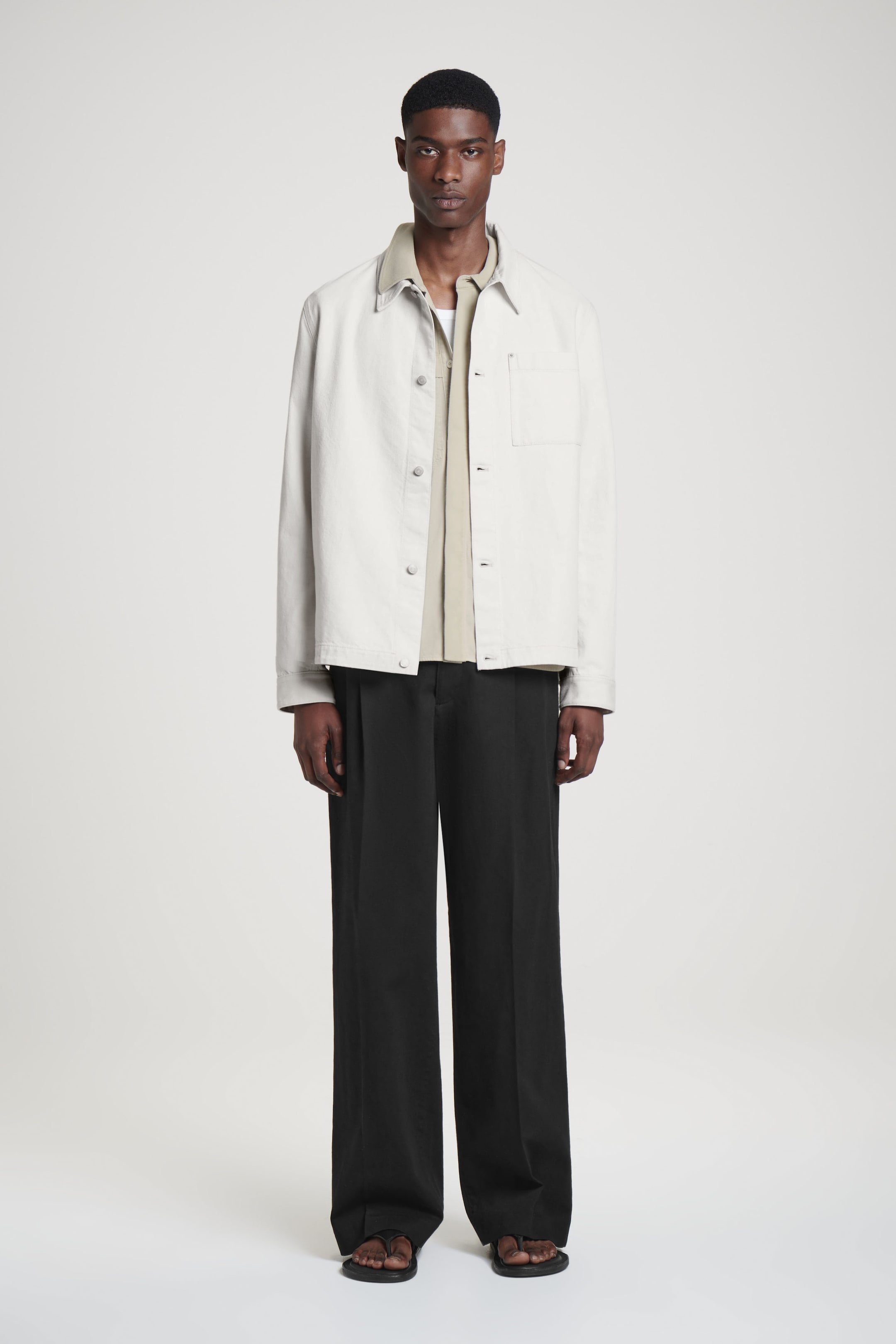 GARMENT-DYED PANELED SHIRT