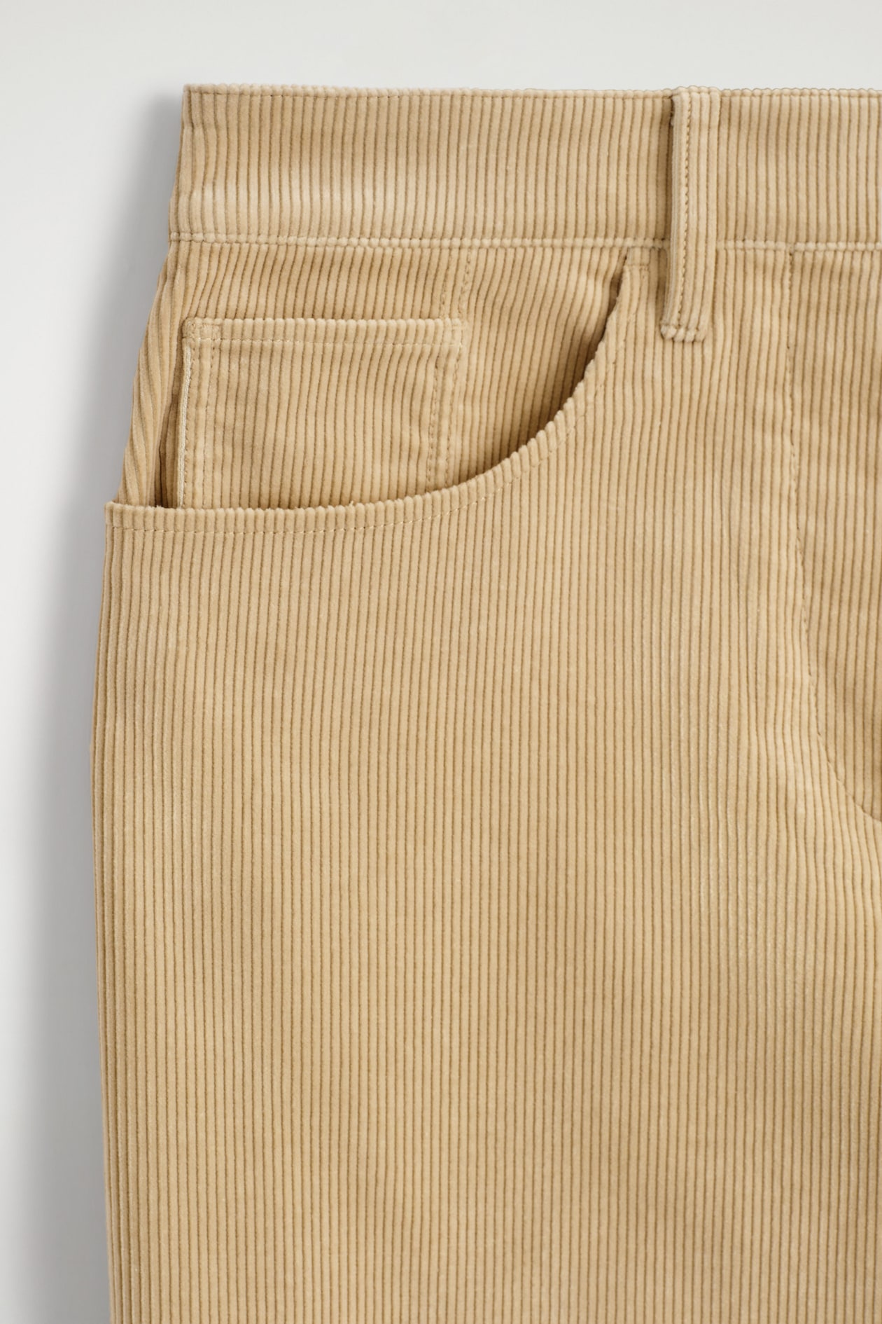 CORDUROY STRAIGHT-LEG PANTS — BEIGE