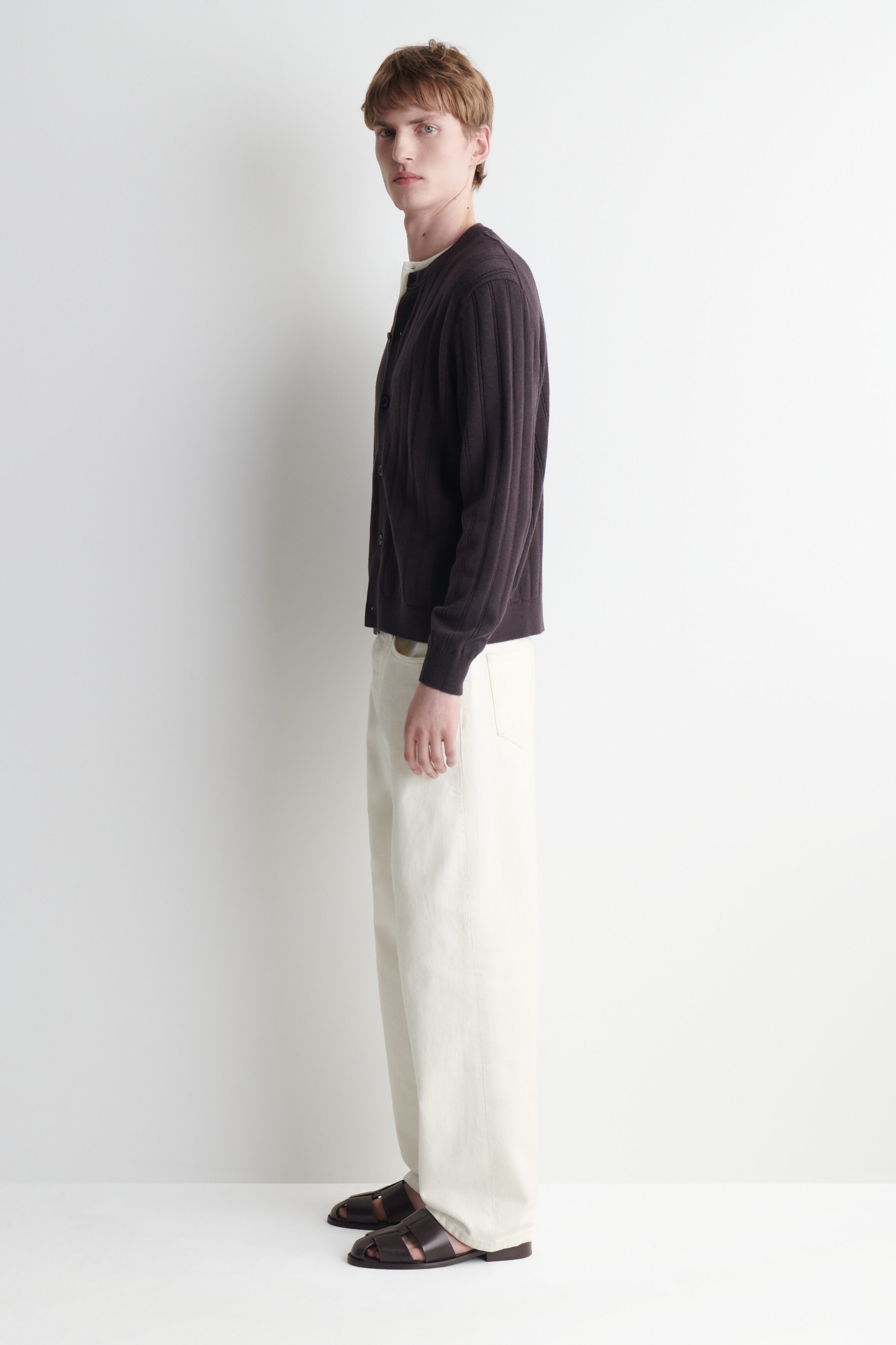 RIBBED WOOL-COTTON CARDIGAN - thumbnail 3