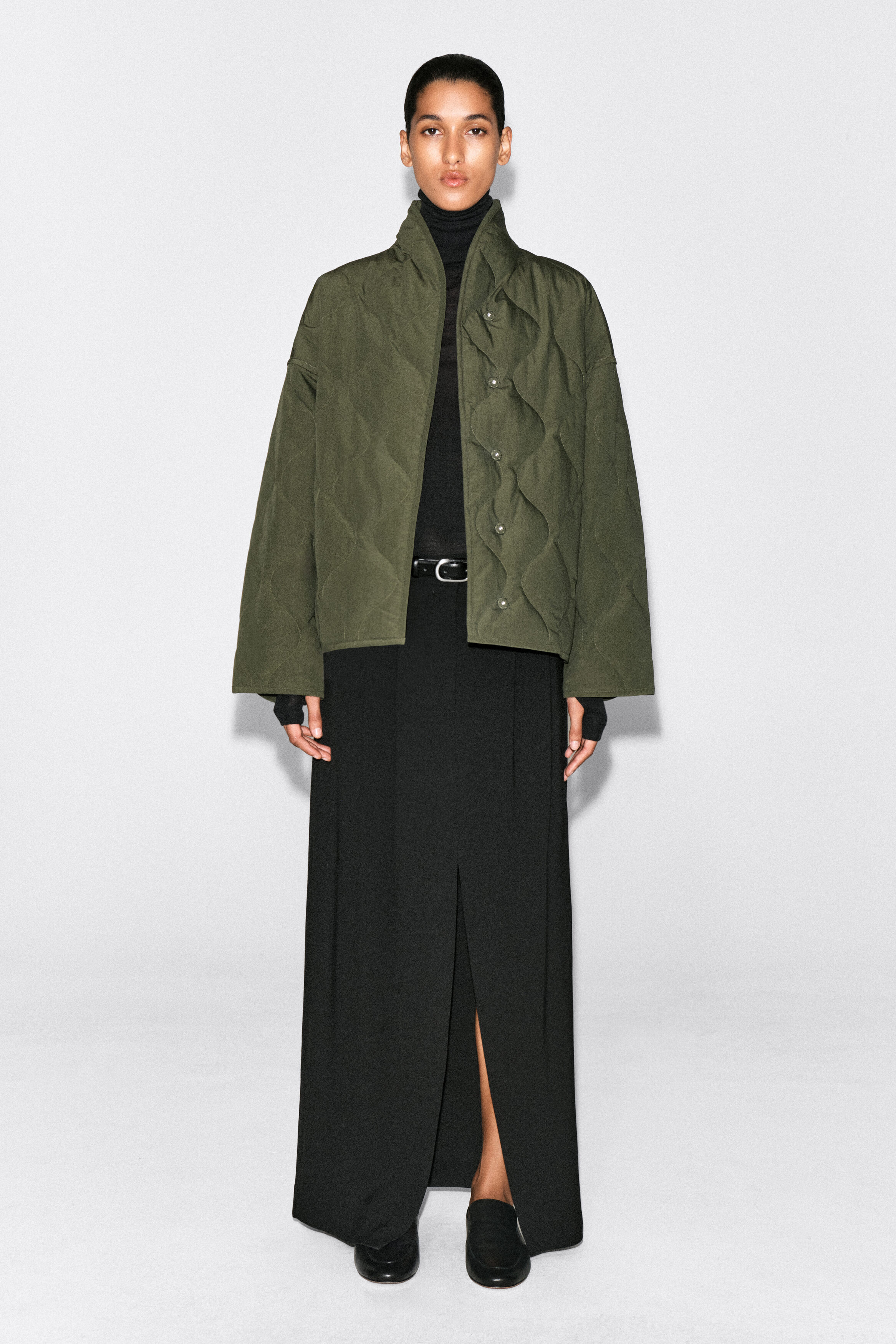 SHAWL-COLLAR QUILTED JACKET - KHAKI | COS US