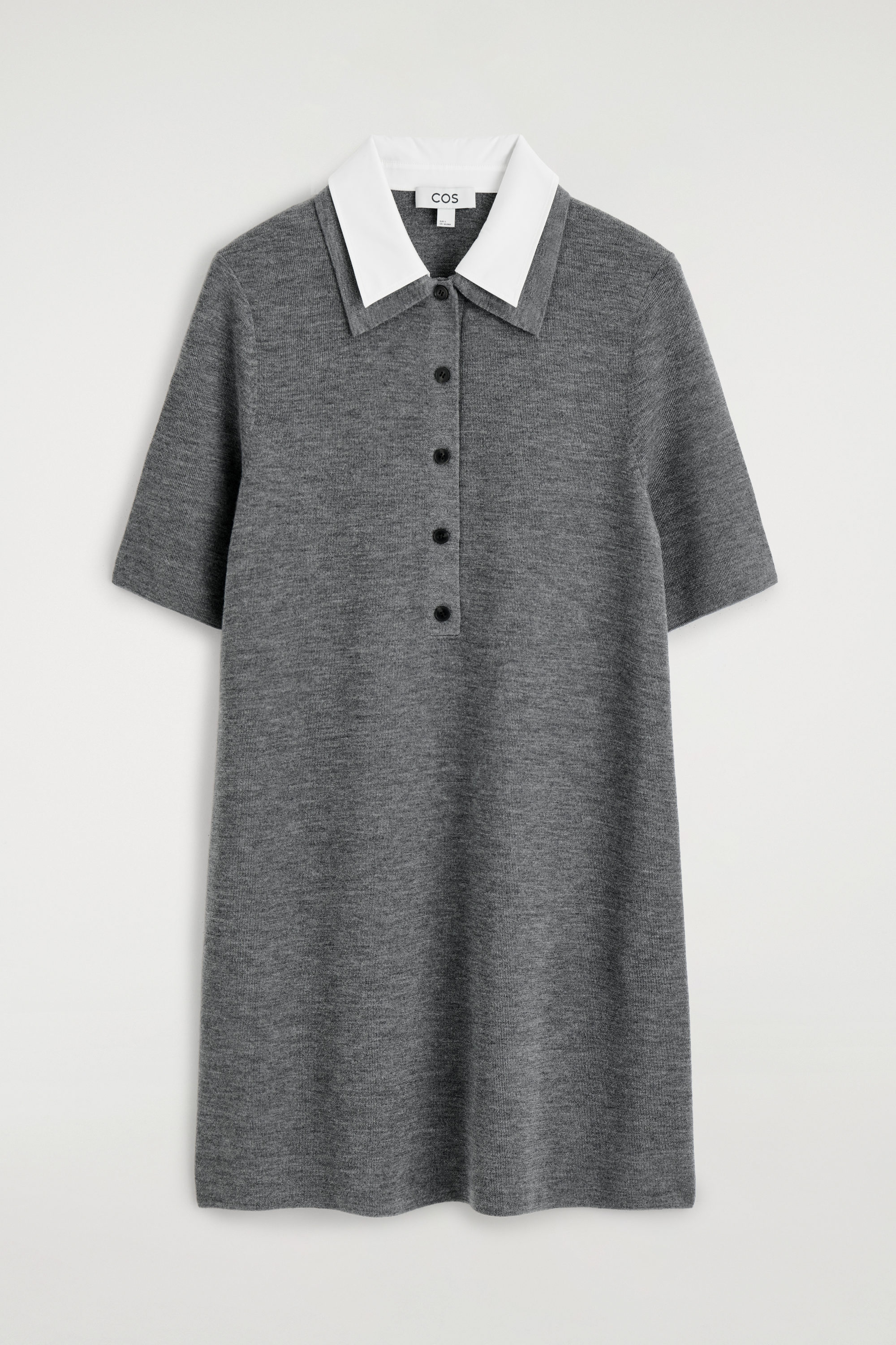 LAYERED-COLLAR MERINO WOOL MINI DRESS - GREY MLANGE | COS NO