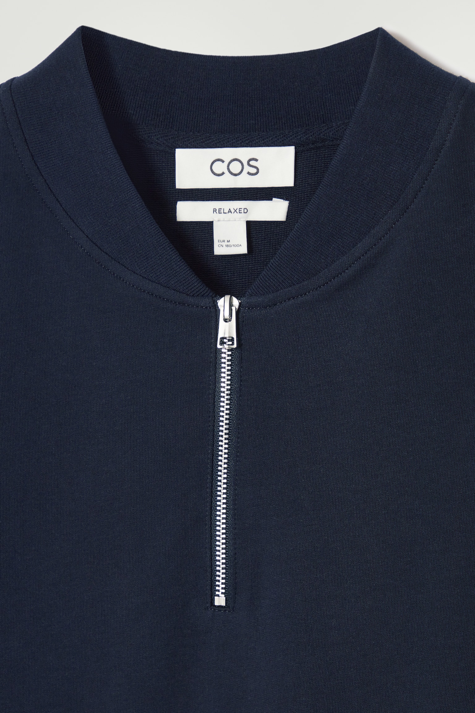 HALF-ZIP COTTON T-SHIRT - NAVY/WHITE - 3