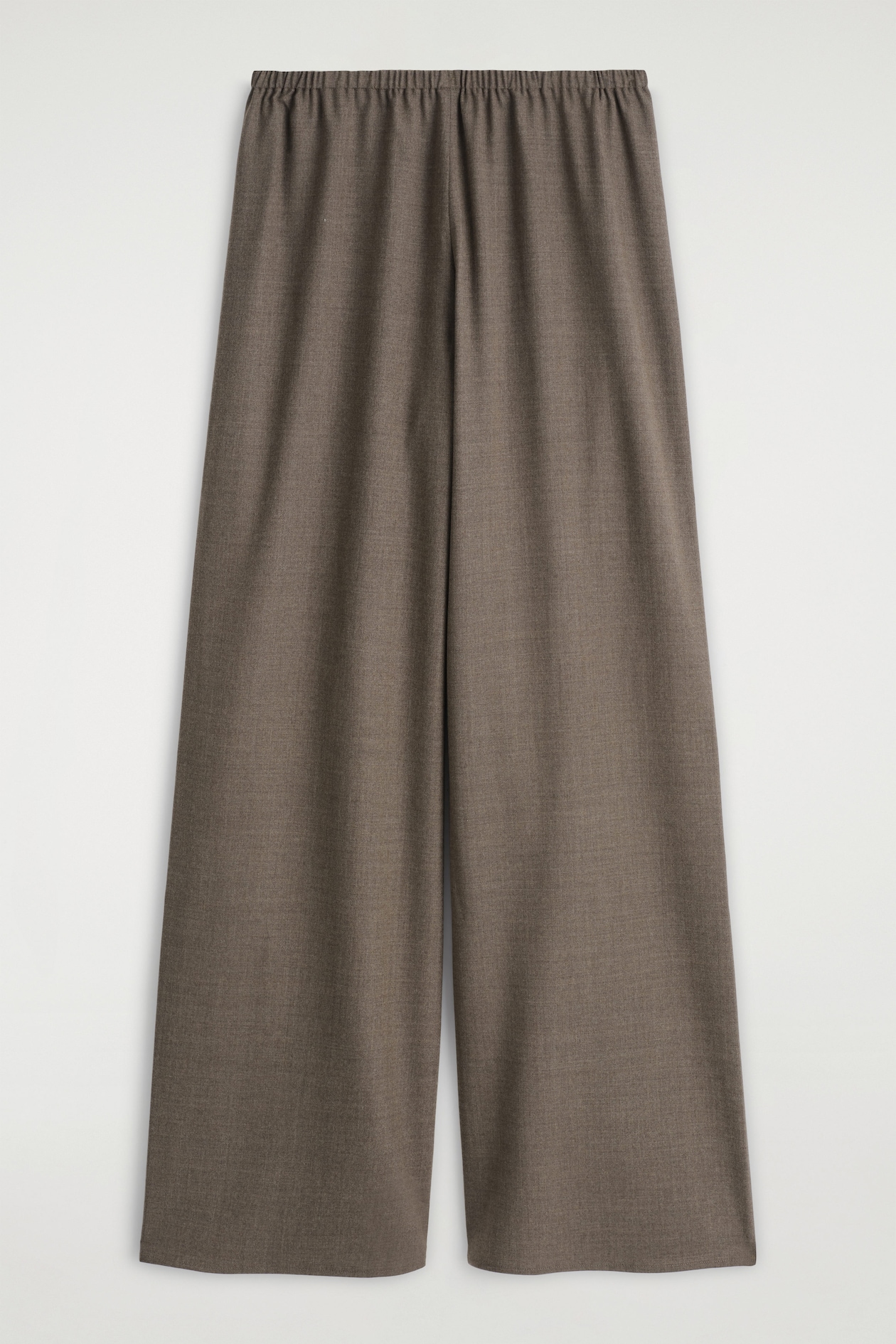 WOOL-BLEND WIDE-LEG PANTS — BROWN