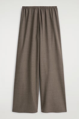 WOOL-BLEND WIDE-LEG PANTS — BROWN 2