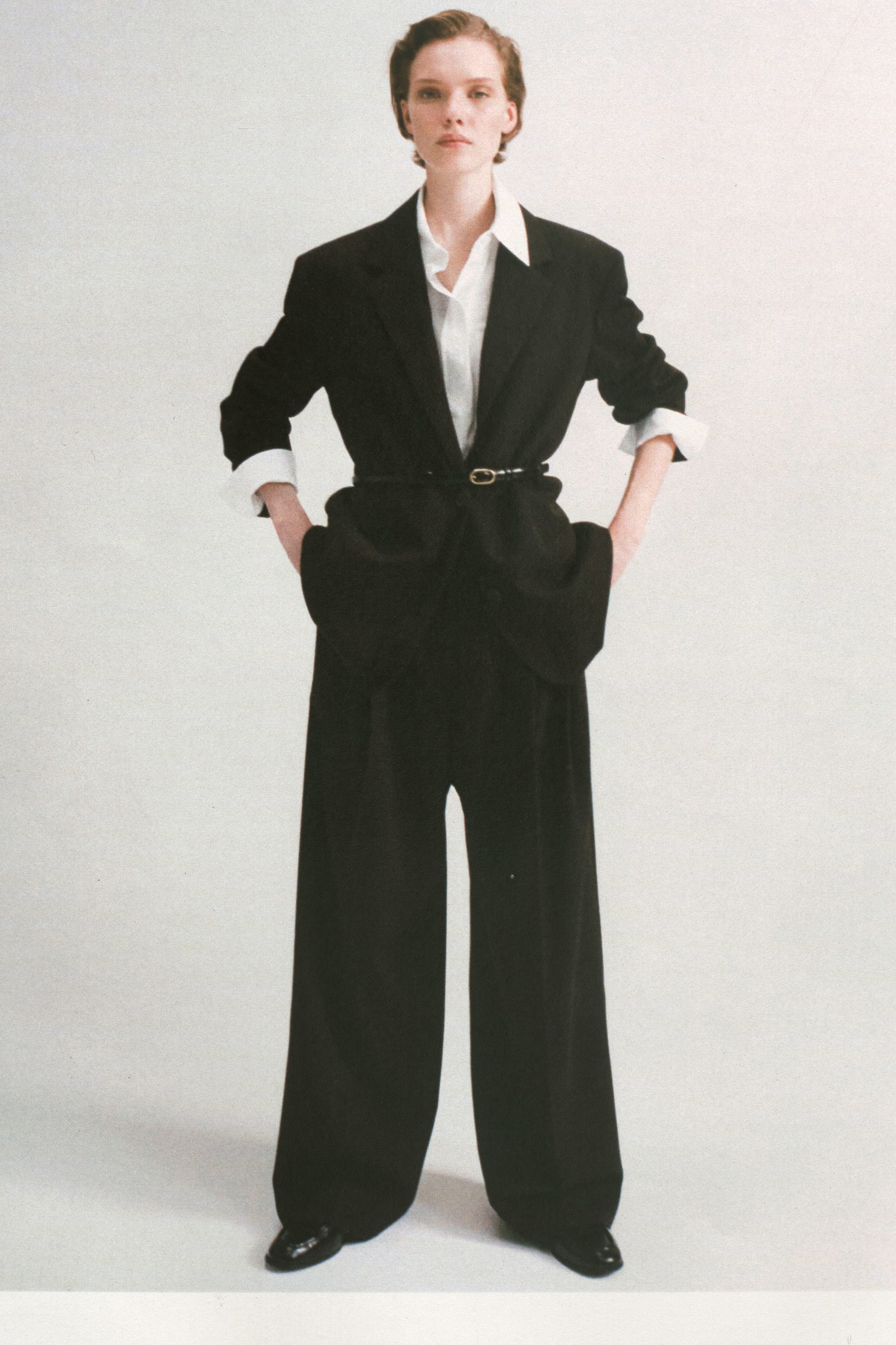 RELAXED TWILL WIDE-LEG PANTS