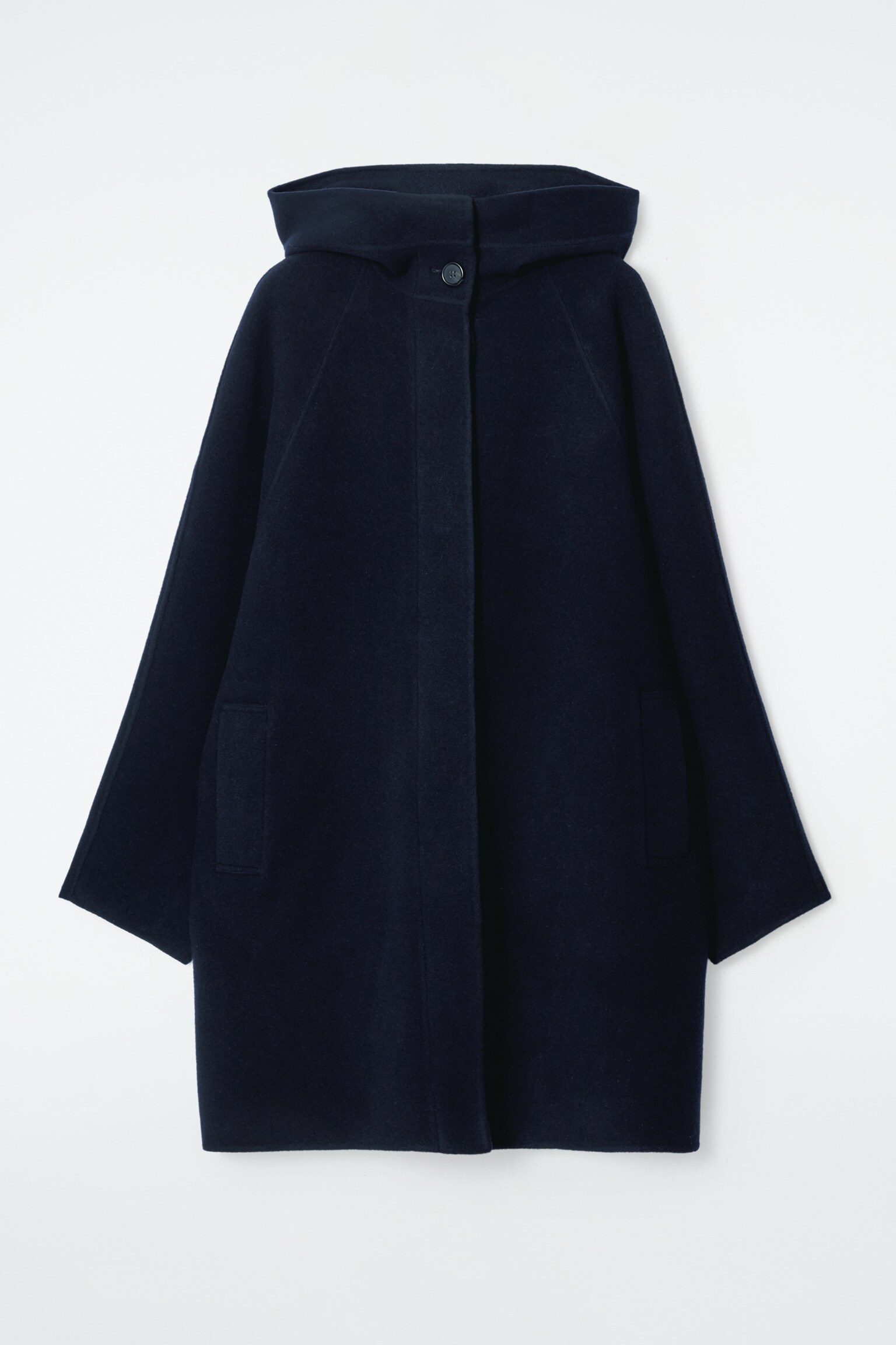 MANTEAU OVERSIZE EN LAINE DOUBLE FACE - BLEU MARINE - 2