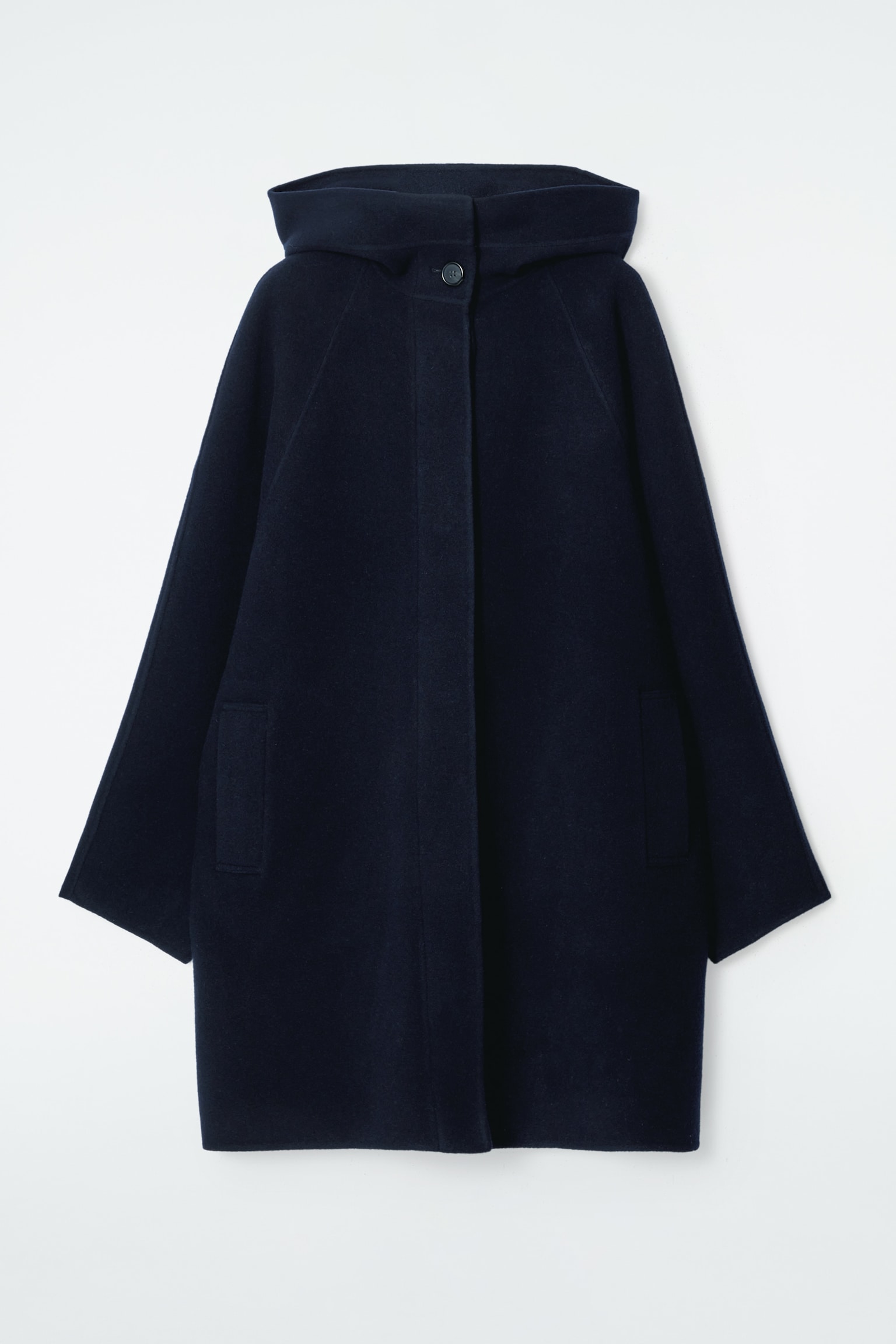 OVERSIZED DOUBLE-FACED WOOL COAT - NAVY - 2