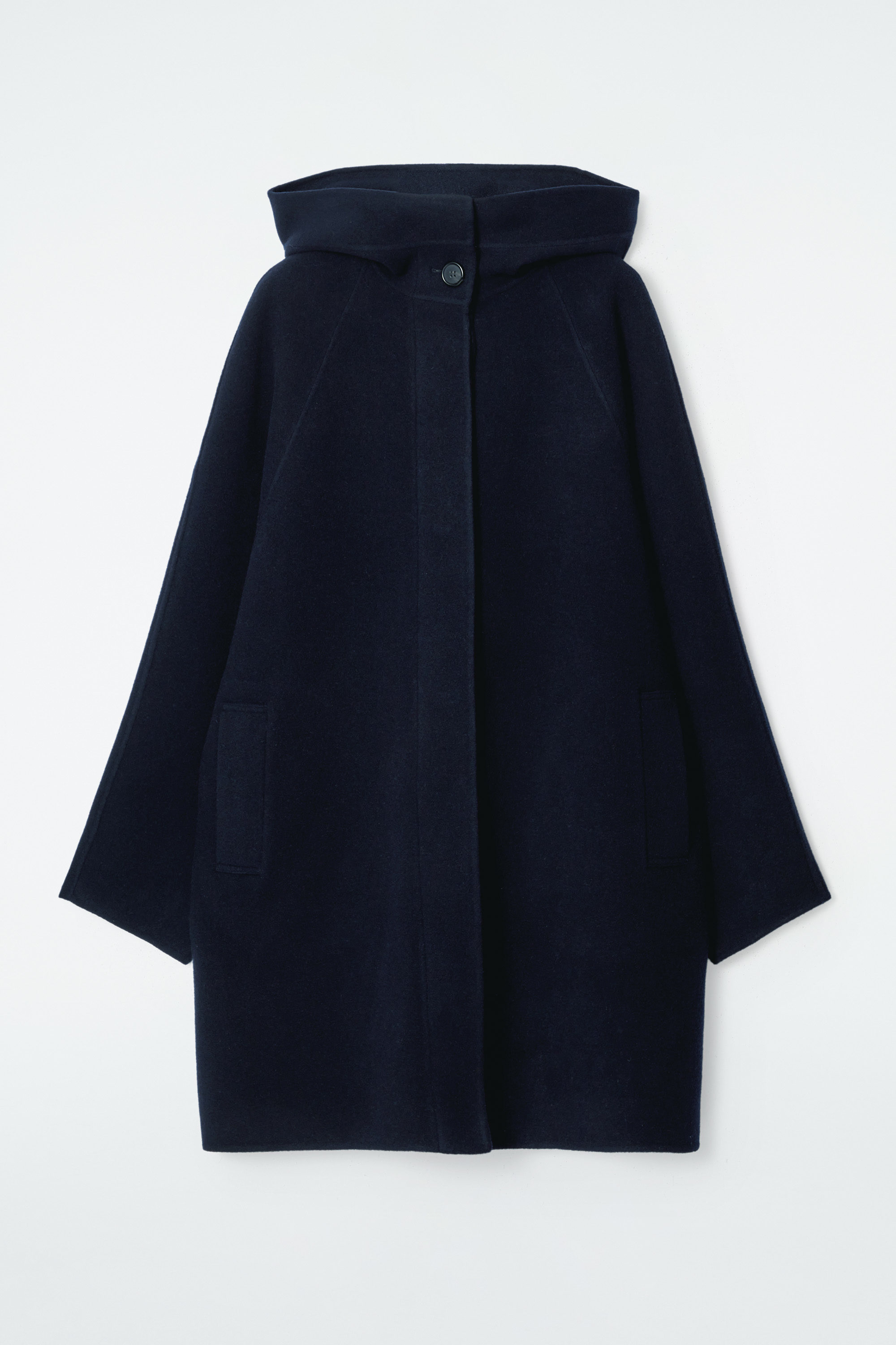 Double Breasted Wool Wool Coat Cos Kimono Coat HOODED BOILED-WOOL