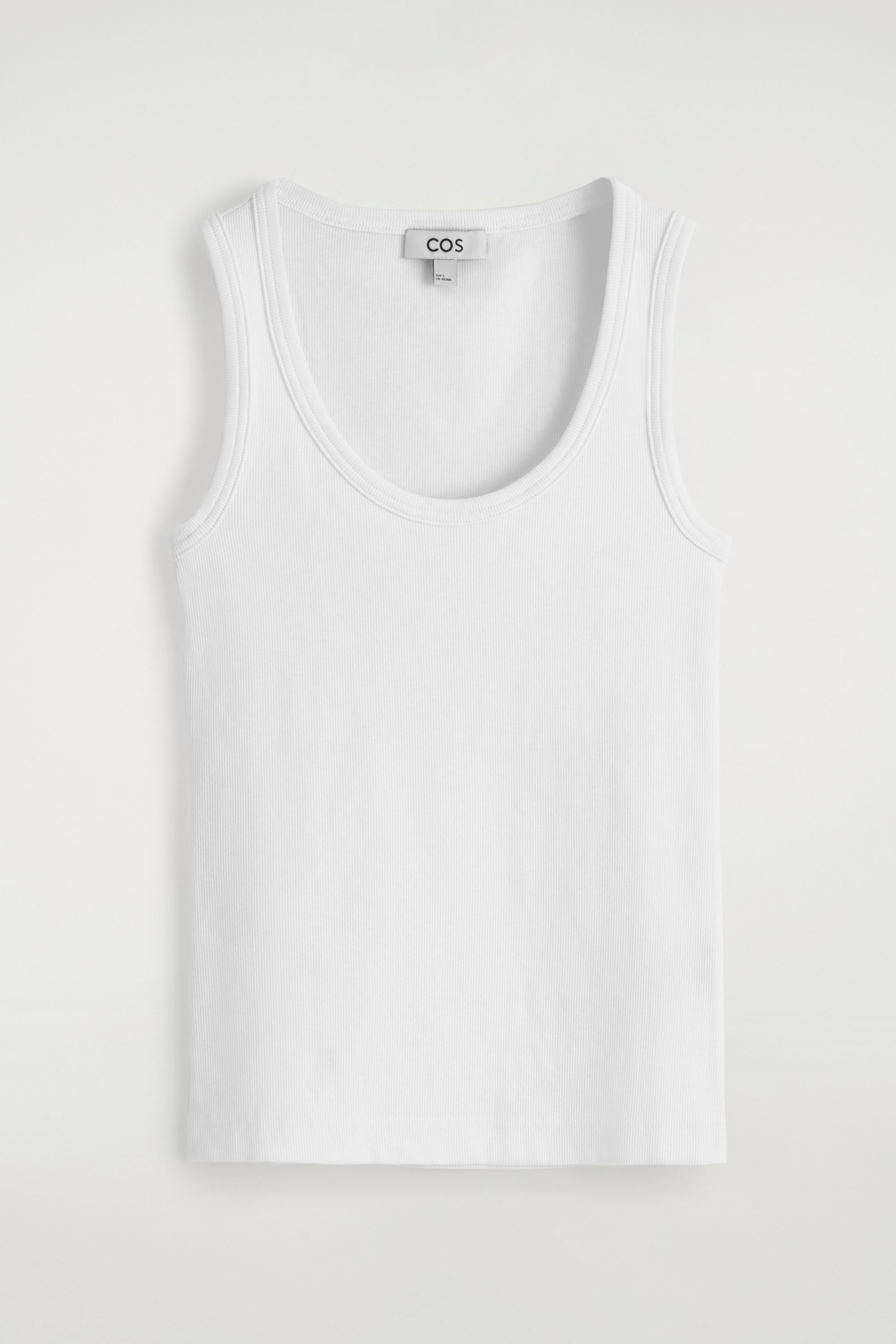 RIBBED SCOOP-NECK TANK TOP - WHITE | COS