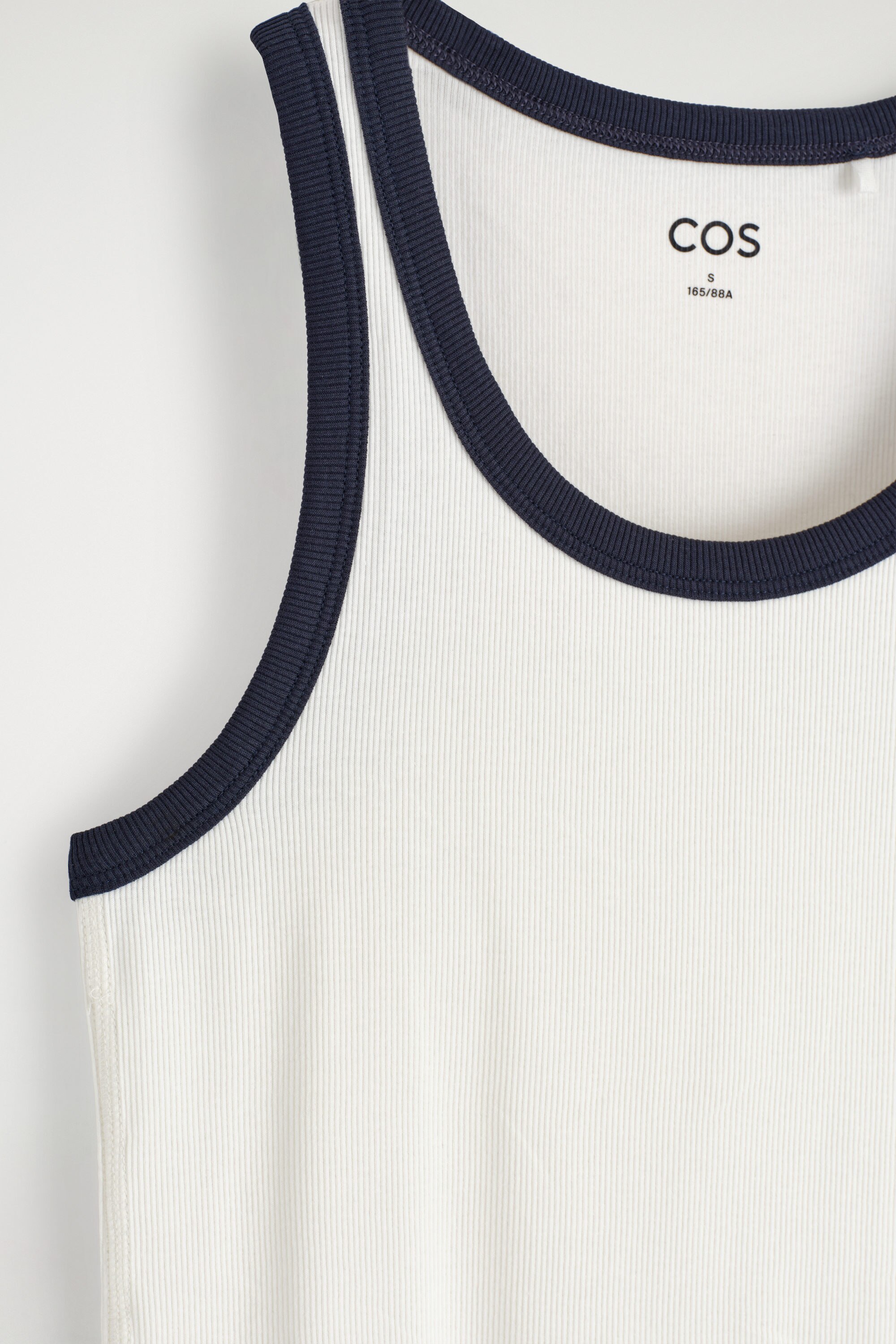 RIBBED TANK TOP - WHITE / NAVY | COS US