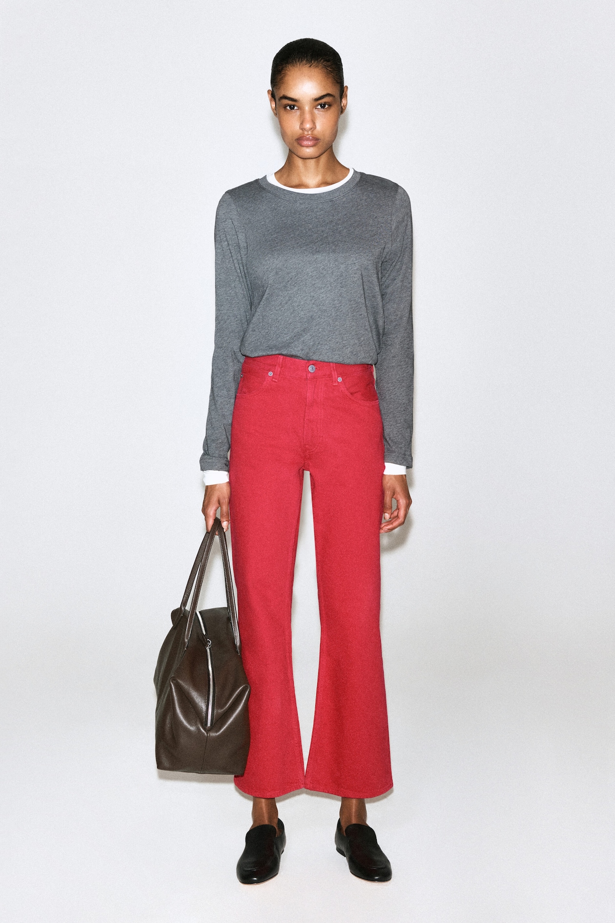VALLEY CROPPED BOOTCUT JEANS — RED