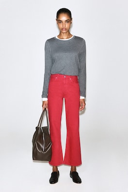 VALLEY CROPPED BOOTCUT JEANS — RED 1