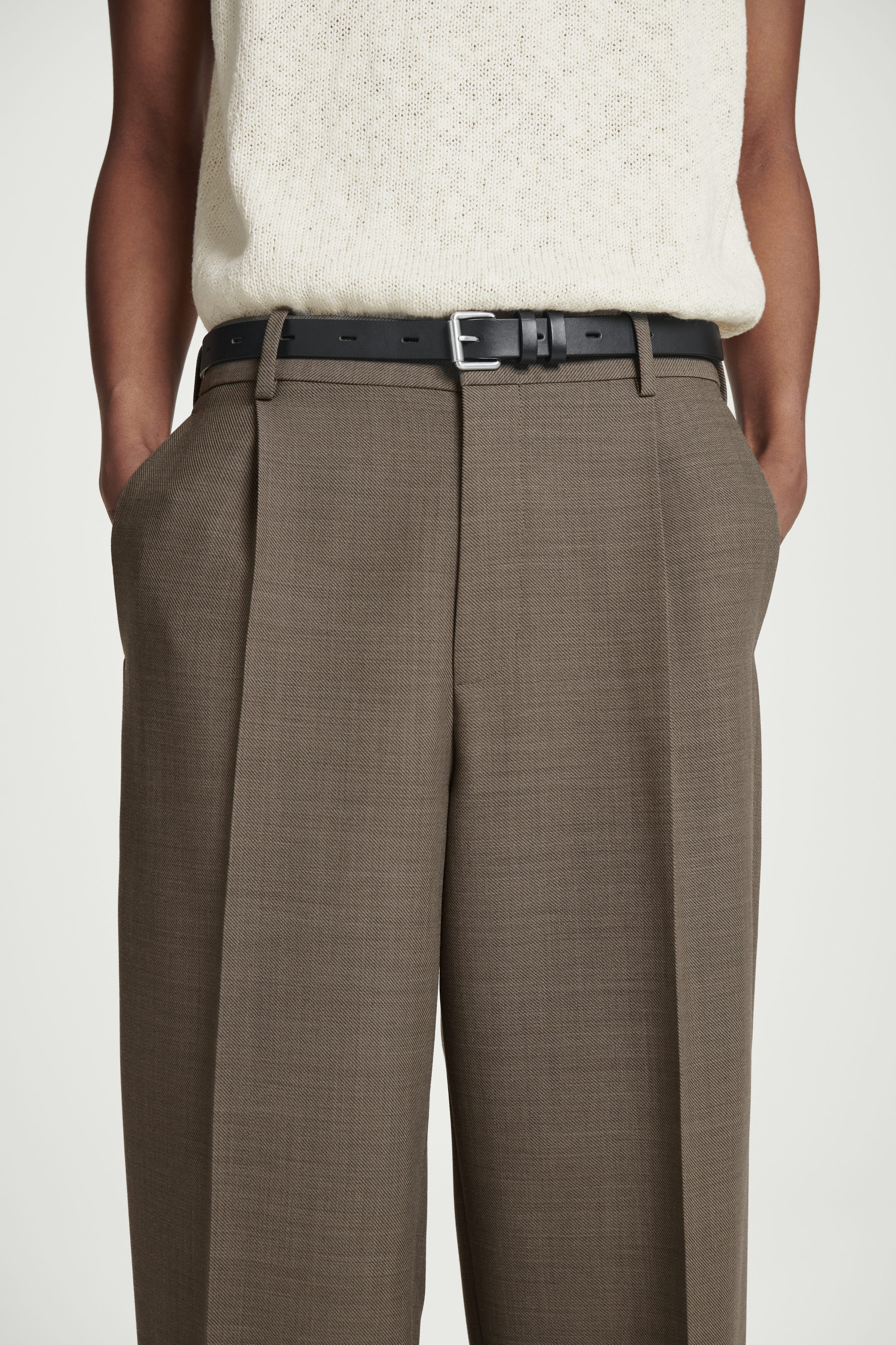 RELAXED WOOL-BLEND TAPERED TROUSERS