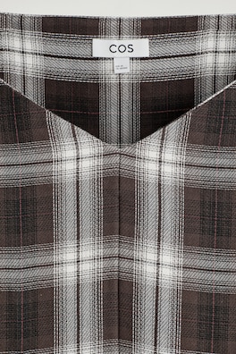CHECKED V-NECK TOP — BURGUNDY / CHECKED 1
