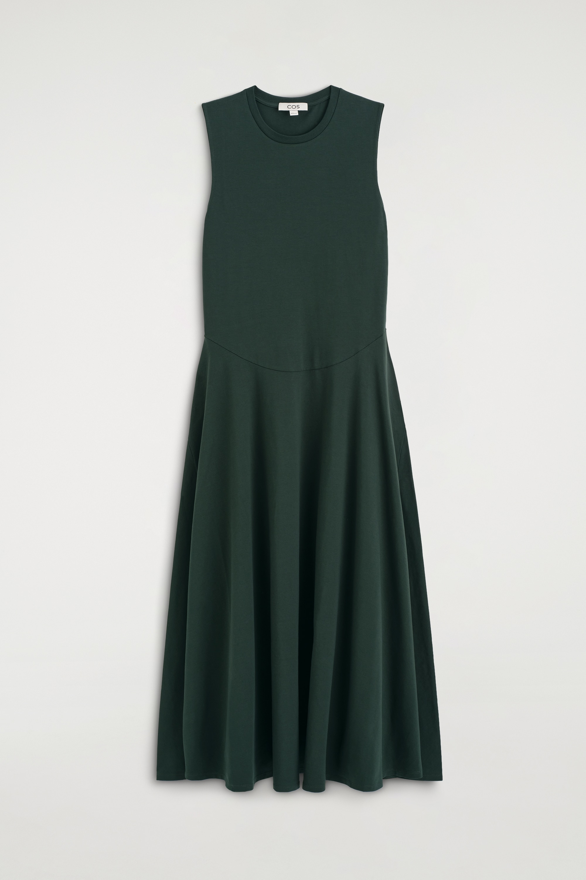 SKULPTURALES MIDIKLEID AUS BAUMWOLLJERSEY - DUNKELGRÜN/SCHWARZ