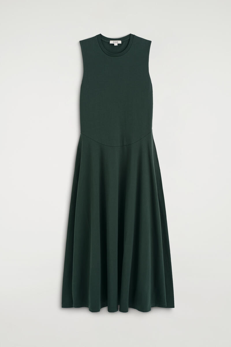 Cos Robe Midi En Jersey De Coton Sculpturale In Vert