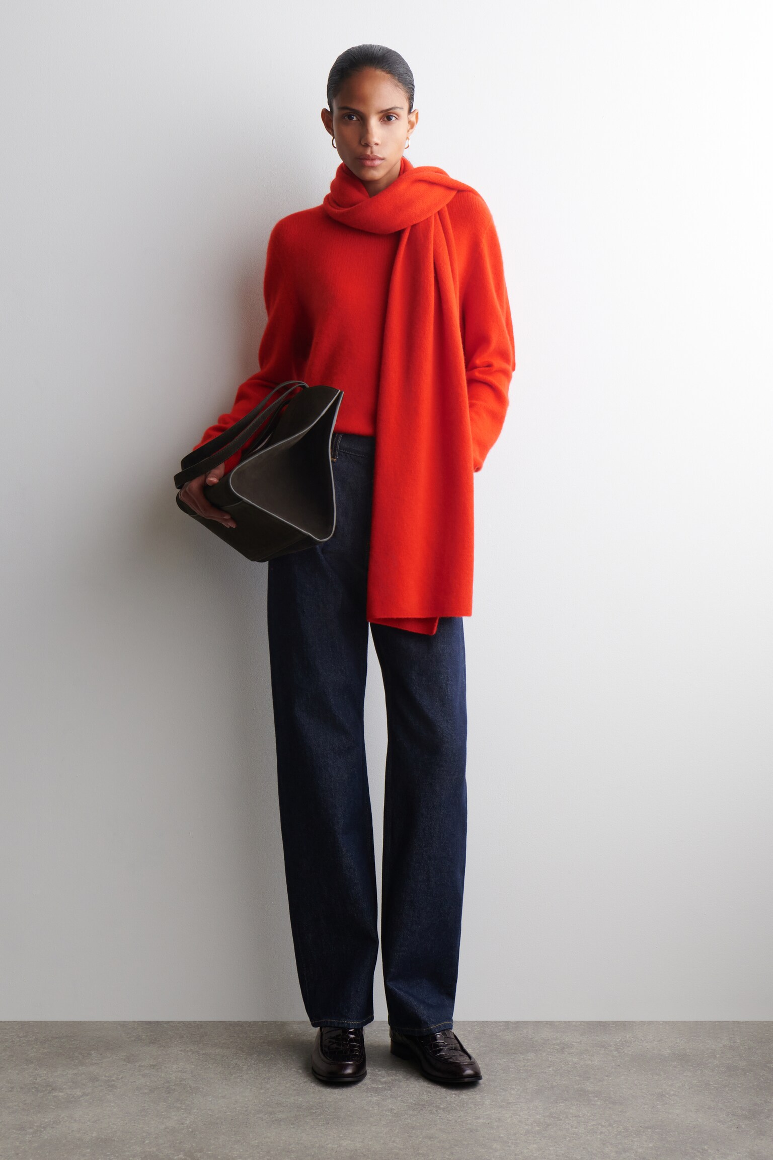 Cachecol de caxemira - LARANJA/AMARELO MANTEIGA/VERDE OLIVA/CASTANHO/CINZA ESCURO/PRETO - 5