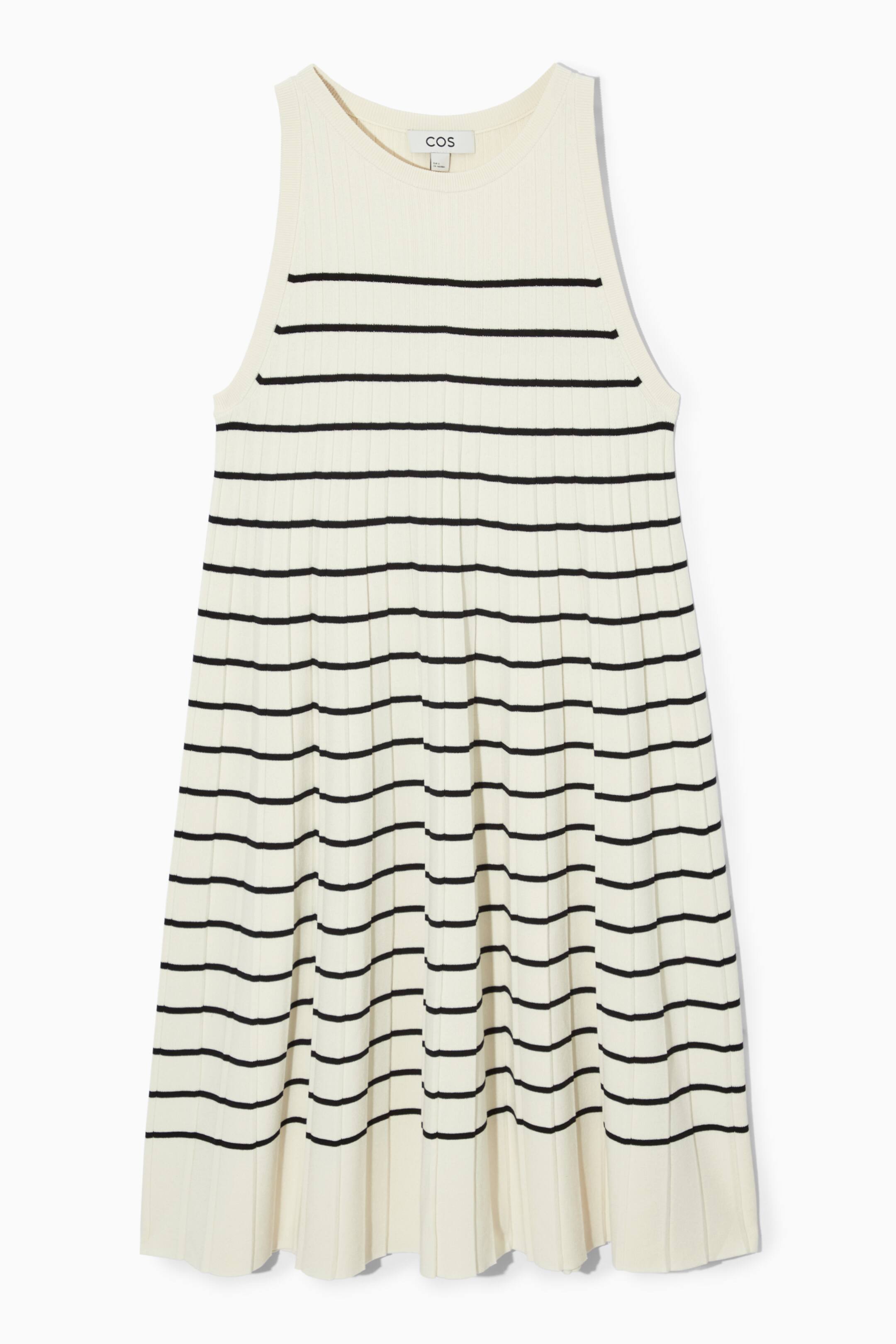 Agrandir l'image: ROBE COURTE TRAPÈZE PLISSÉE - BLANC / RAYÉ - FEMME | H&M CH 1